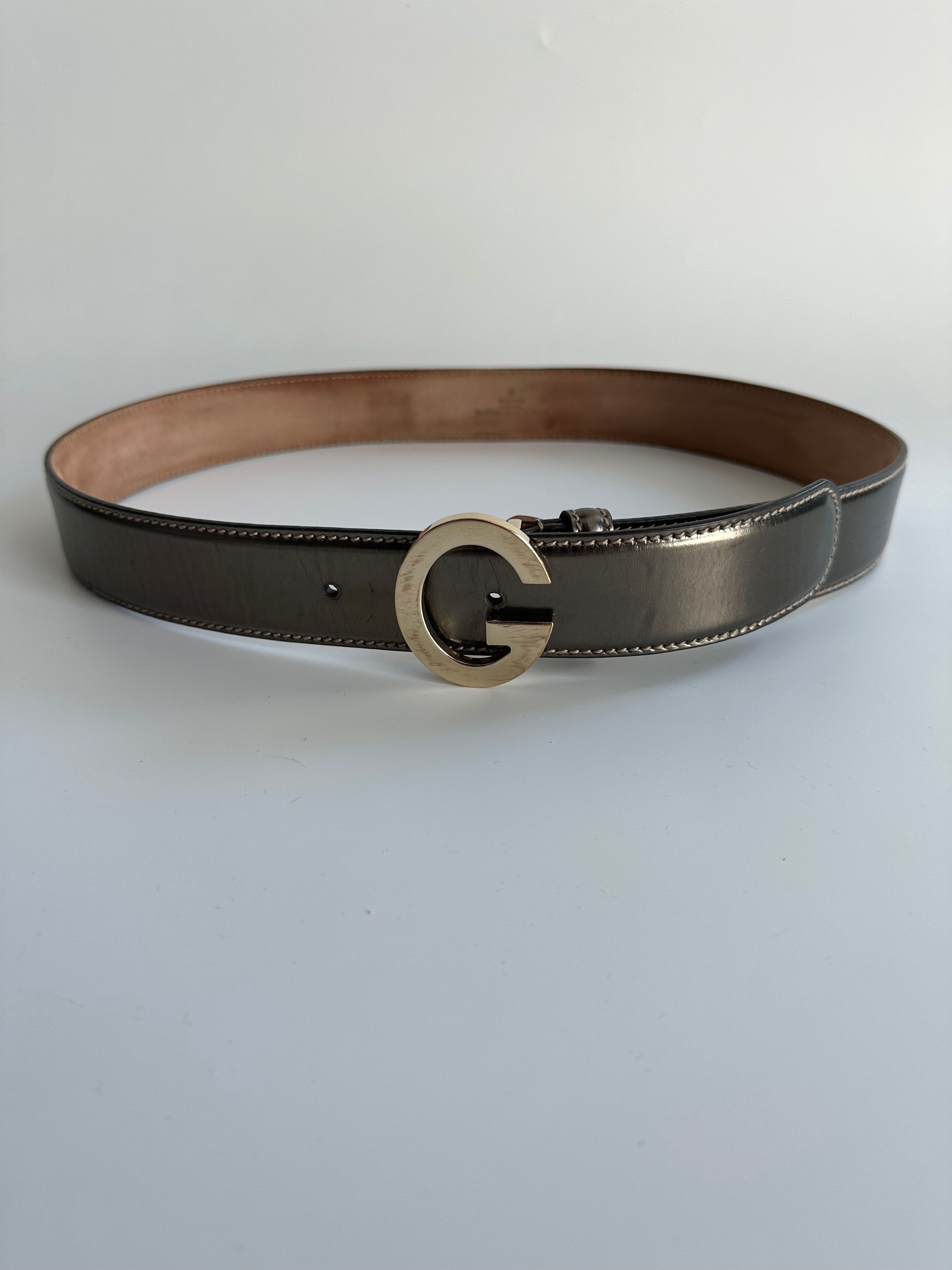 Gucci GUCCI G Buckle patent Leather Belt Bronze Size ONE SIZE - 2 Thumbnail