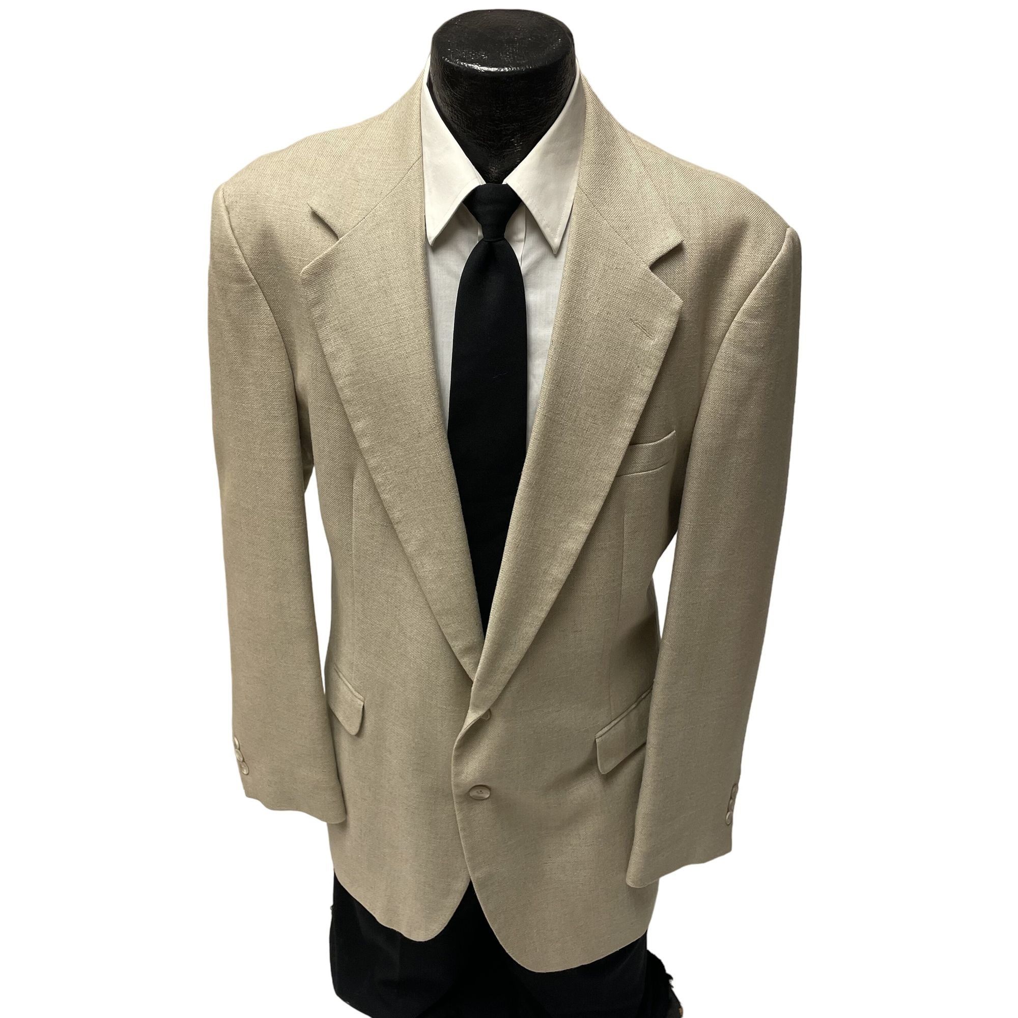Haggar Vtg Haggar TROPICAL Khaki Sport Coat LINEN Jacket Size 44L - 1 Thumbnail