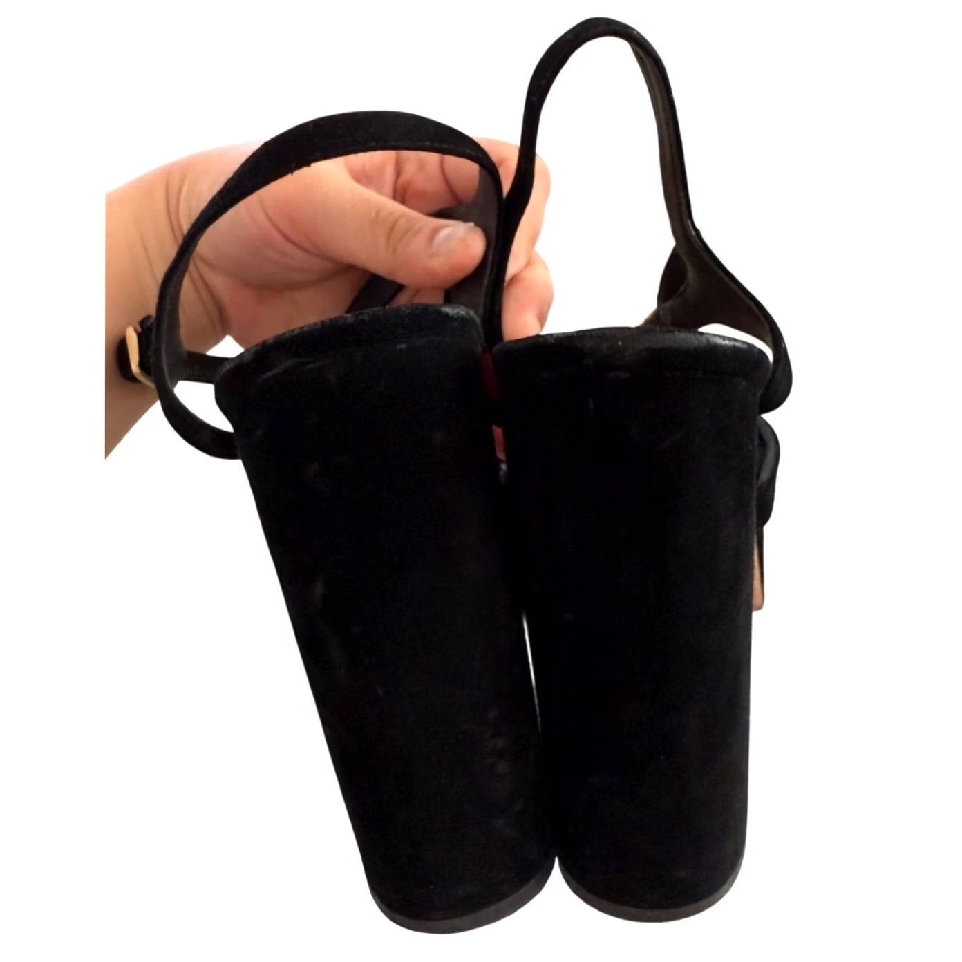 Coach Coach Nicolette Sandal Black Suede Gold Chain 4.75" Block Heel 1.25" Platform Women 9.5 Size US 10 / IT 40 - 3 Thumbnail