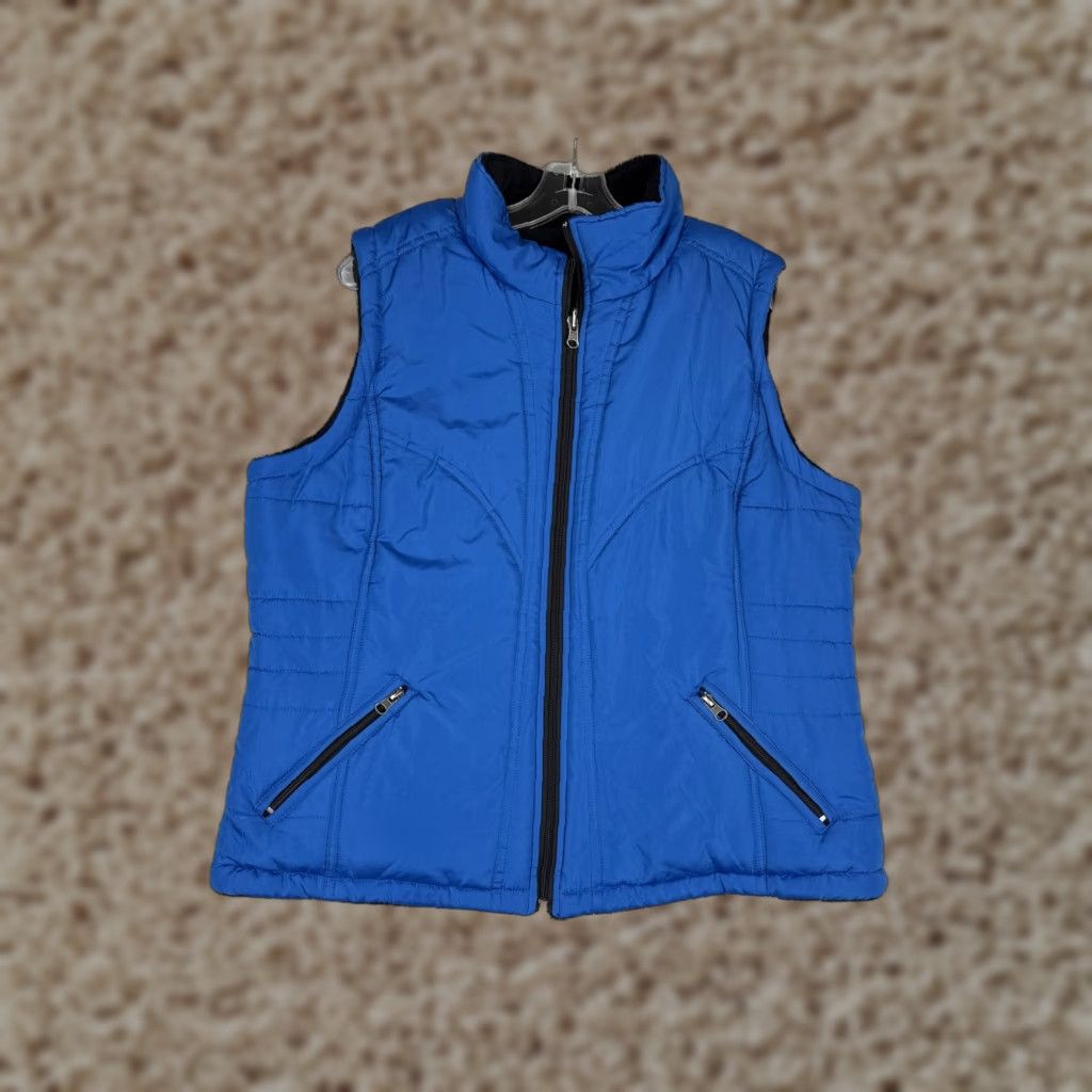 Vintage Keren Hart Vest Womens L Blue Reversible Quilted Fleece Zip Pockets Classic Outdoor Autumn Winter Cabin Casual Size L / US 10 / IT 46 - 1 Thumbnail