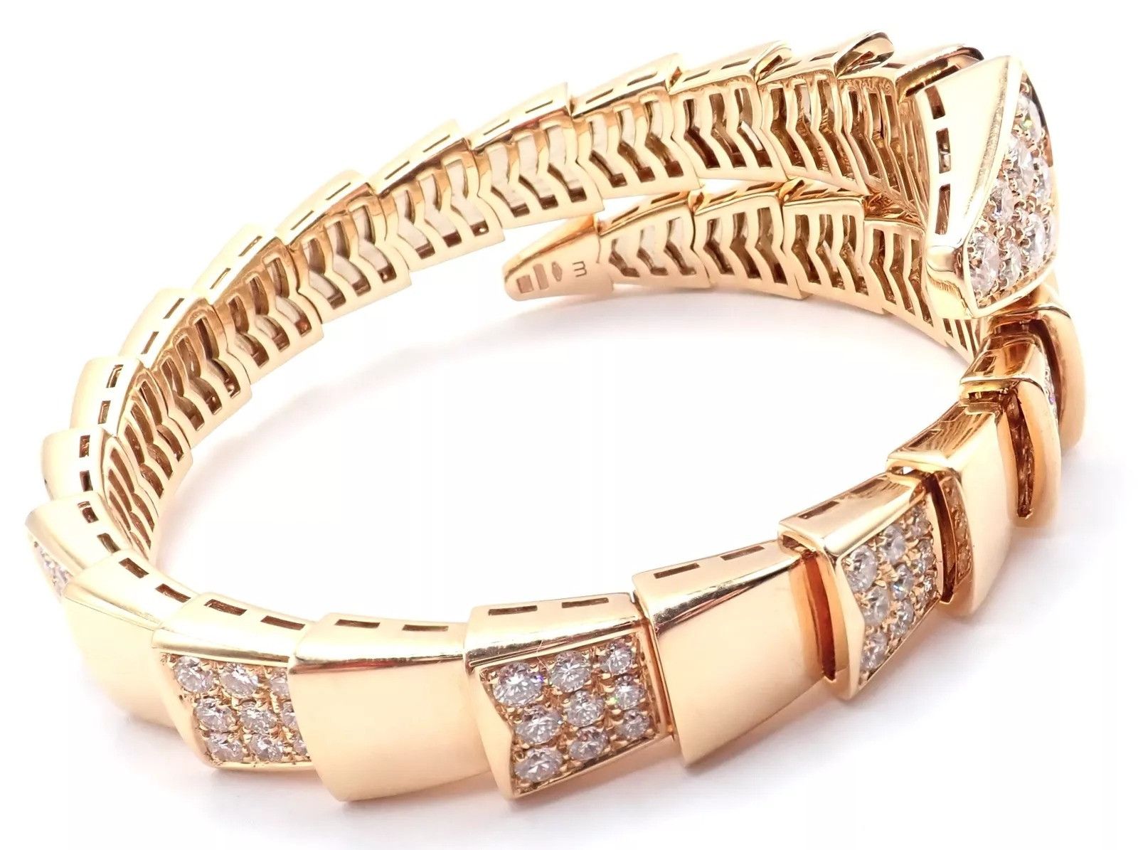 Bvlgari Bulgari Bvlgari Serpenti Viper 18k Diamond Bangle Bracelet Size ONE SIZE - 4 Thumbnail