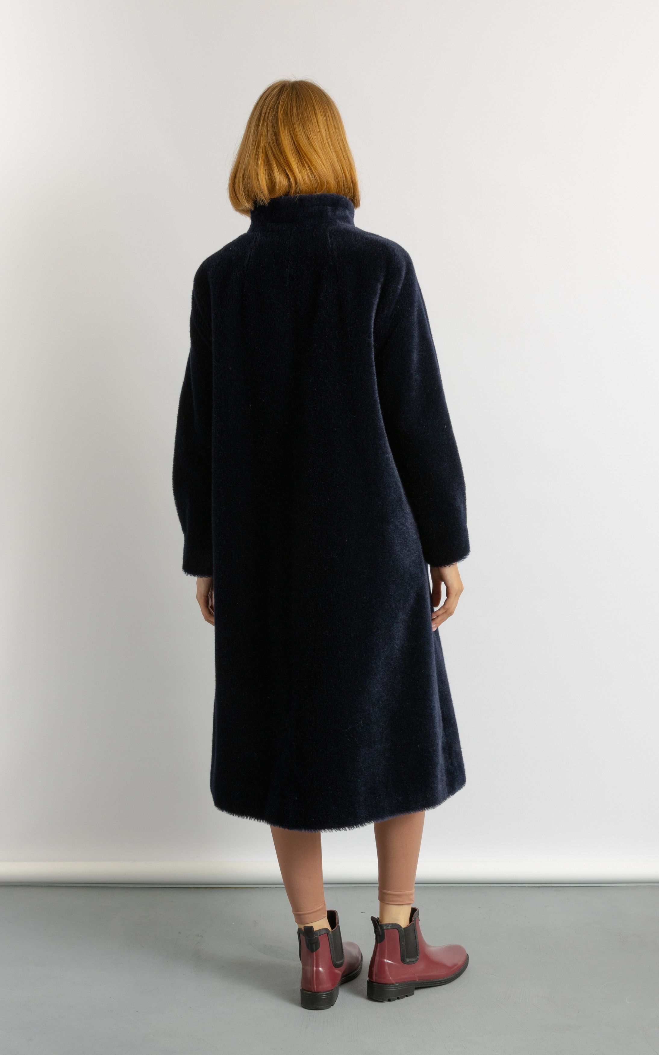 Vintage Navy Blue Alpaka Coat Women Vintage 80s winter coat 6072 Size M / US 6-8 / IT 42-44 - 5 Thumbnail