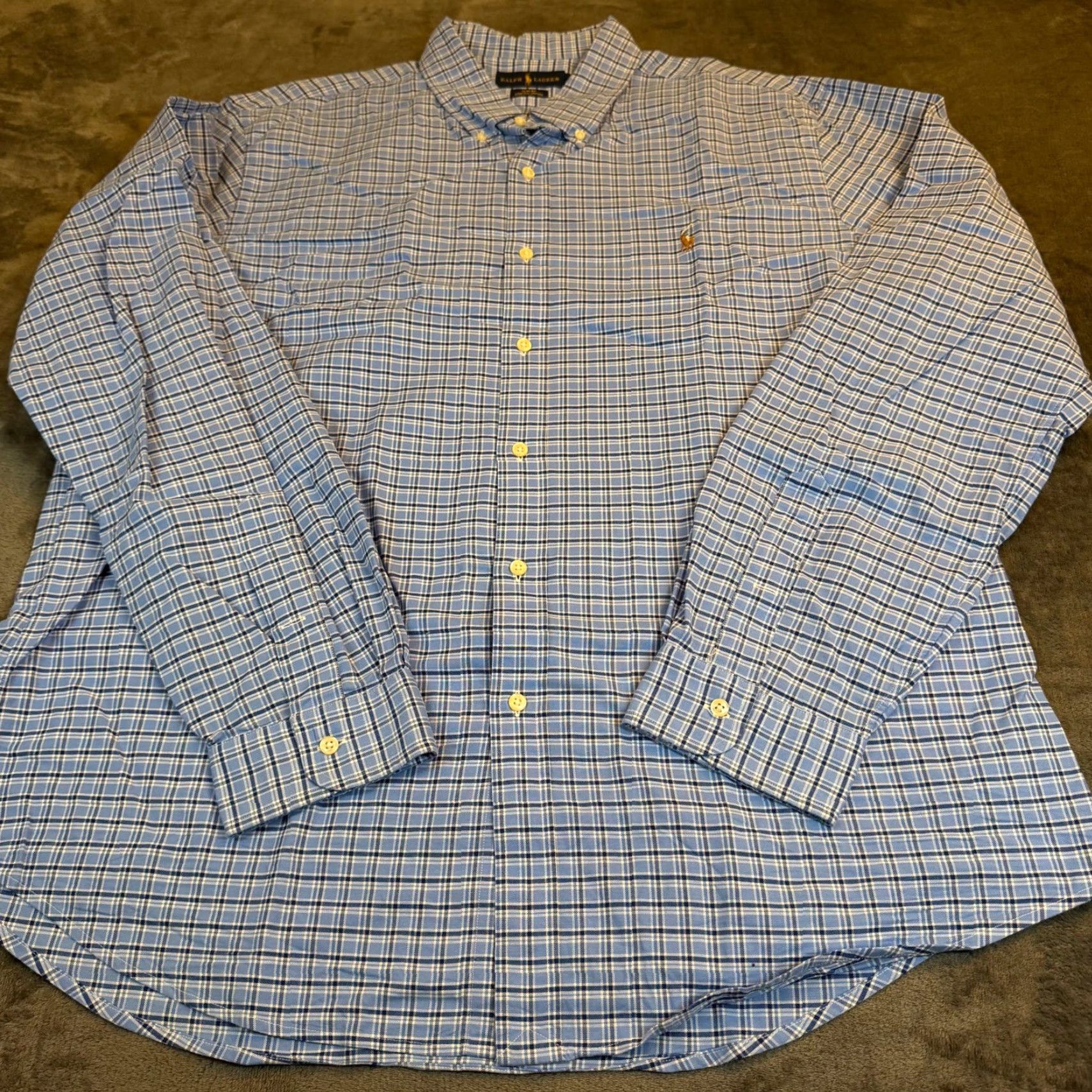 Polo Ralph Lauren Ralph Lauren Button-Down Shirt Mens 2XL Slim Fit Blue White Plaid Oxford Button-Up Collared Classic Casual Business Nautical Preppy Size US XXL / EU 58 / 5 - 3 Thumbnail