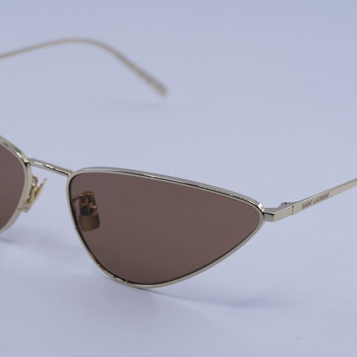 Saint Laurent Paris Saint Laurent SL487 003 Sunglasses Gold Cat Eye Frame, Brown Size ONE SIZE - 10 Thumbnail