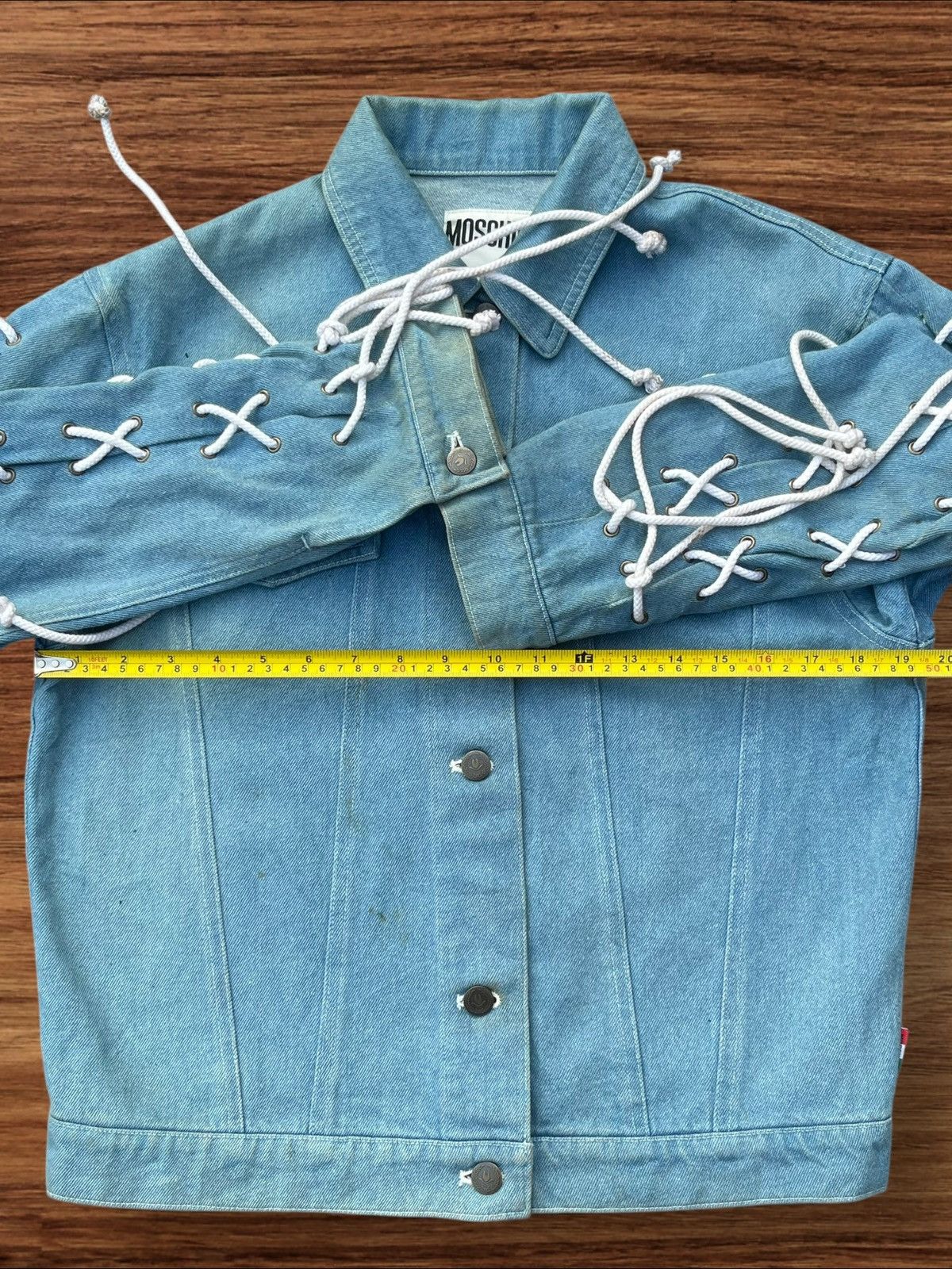 Moschino Moschino Lace Up Sleeves Punk Style Blue Washed Denim Jacket Size M / US 6-8 / IT 42-44 - 17 Thumbnail