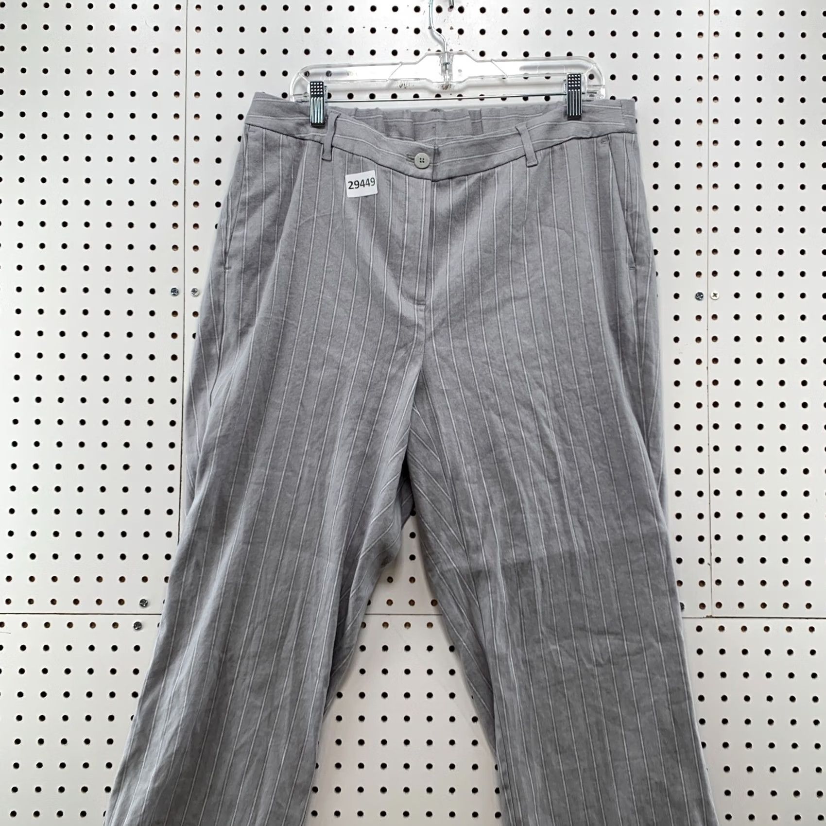 J. Jill J Jill Pants Womens 18 Tall Gray Striped Linen Stretch NWT Size 40" / US 18 - 2 Thumbnail