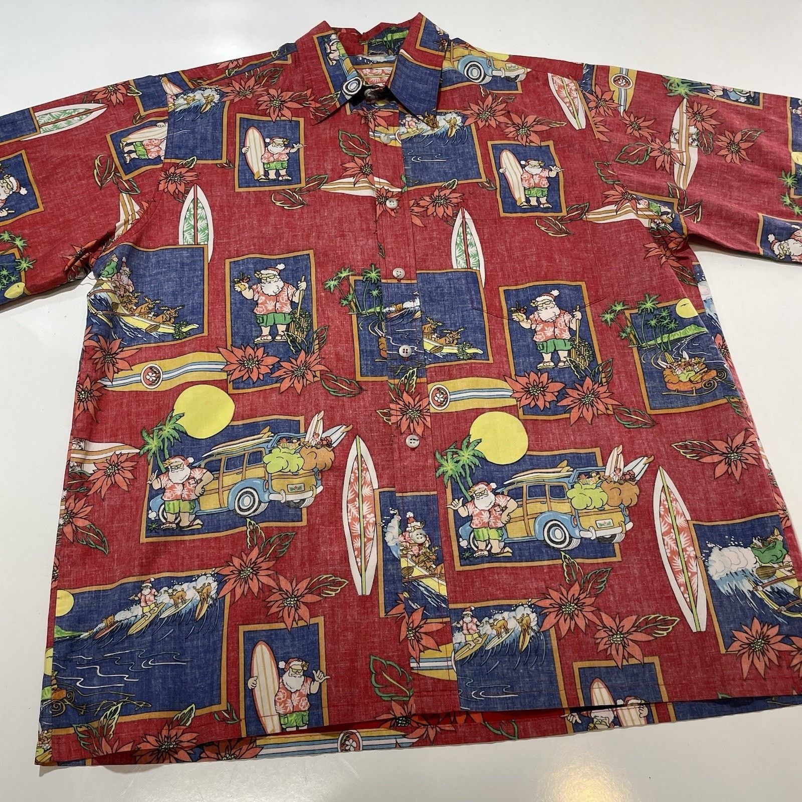 Hilo Hattie Go Barefoot XL Christmas Hawaiian Shirt Red Santa Surf Size US XL / EU 56 / 4 - 2 Thumbnail