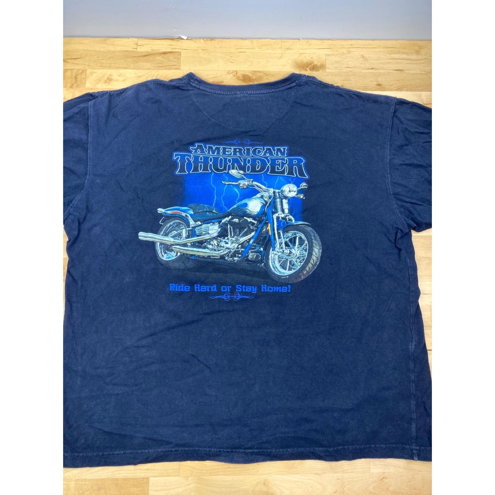 Vintage Newport Blue Men’s XXL Black T Shirt Motorcycle American Thunder Biker #2537 Size US XXL / EU 58 / 5 - 4 Thumbnail