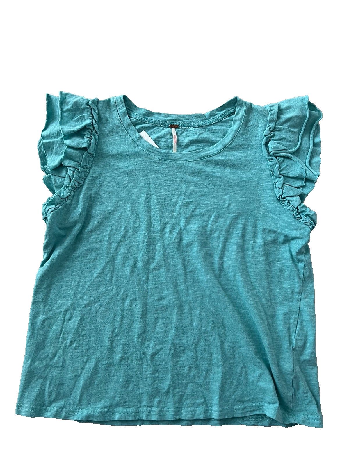Free People Free People Ruffled Short Sleeve Tee Green ( XL ) Size XL / US 12-14 / IT 48-50 - 1 Thumbnail