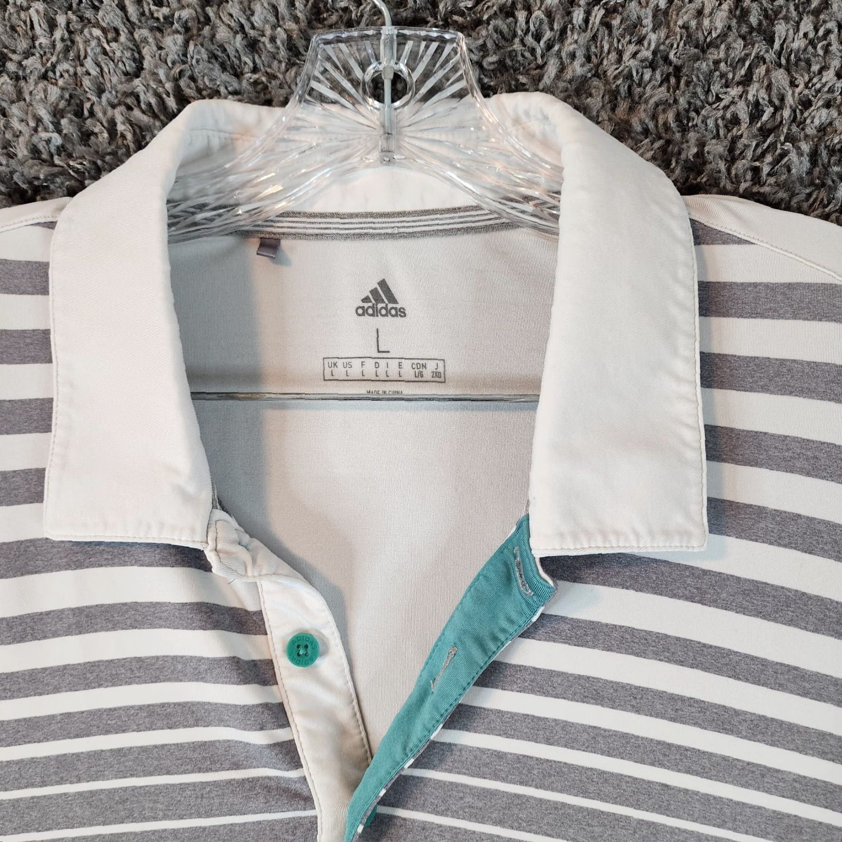 Adidas ADIDAS Polo Shirt Mens Short Sleeve Gray Striped Size L Size US L / EU 52-54 / 3 - 3 Thumbnail