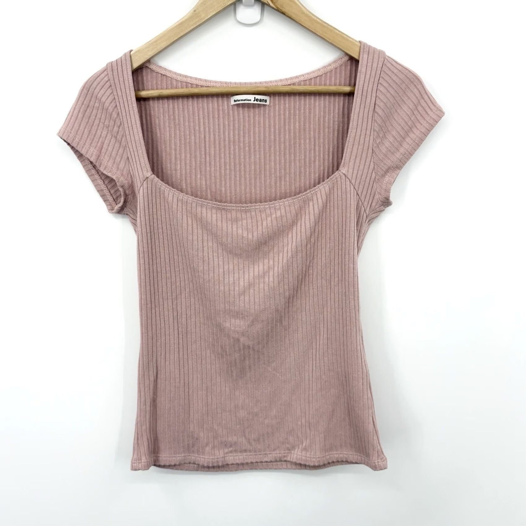 Reformation Reformation Top Small Pink Soft Crop Stretch Luxury Capsule Parisian Coquette Shirt Womens XS? Size S / US 4 / IT 40 - 2 Thumbnail