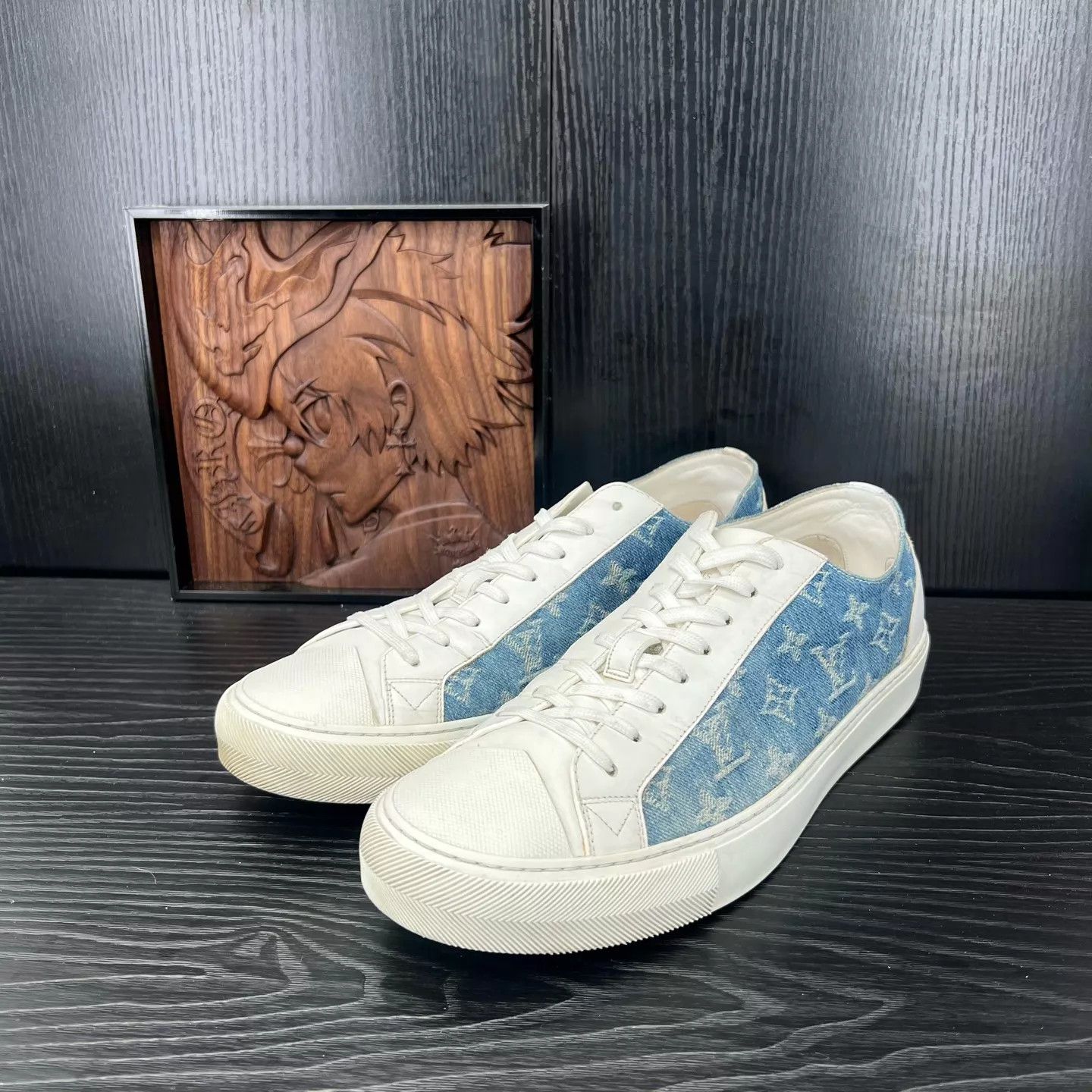 Louis Vuitton LV Tattoo Logo White & Blue Monogram Shoes 44 Size US 11 / EU 44 - 1 Thumbnail