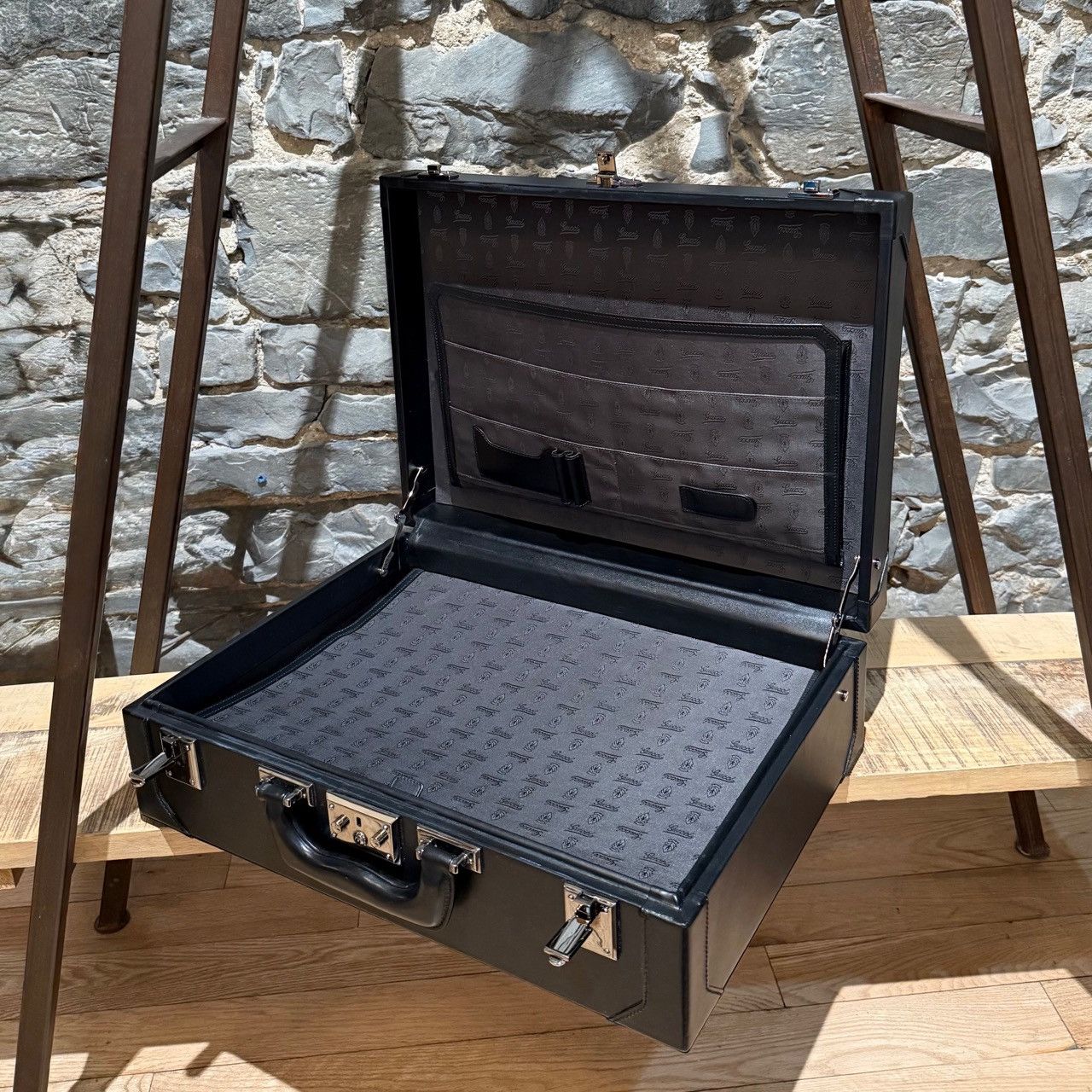 Gucci Gucci Black Leather Guccissima GG Embossed Trunk Suitcase Size ONE SIZE - 13 Thumbnail