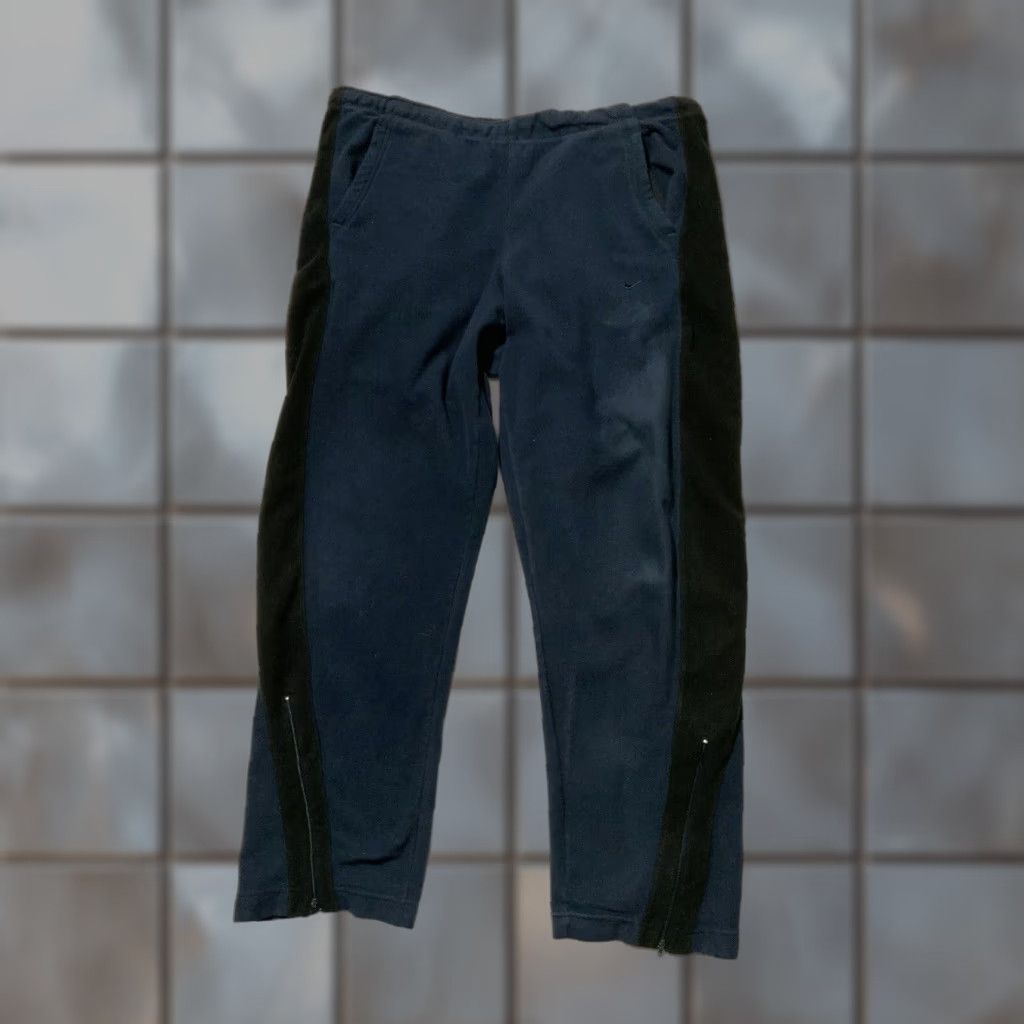Nike VINTAGE Nike Sportswear Fleece Sweatpants Blues/Black Outdoor Track Sz. L Mens Size US 33 - 1 Thumbnail