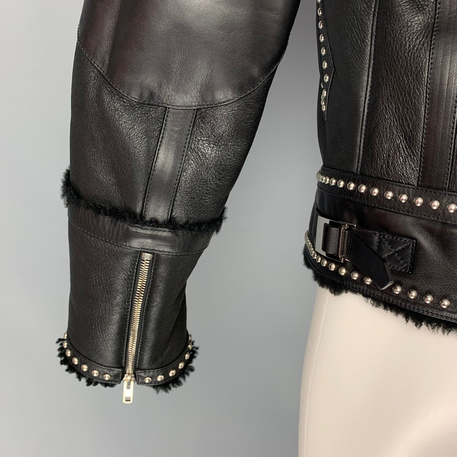 Givenchy Size 38 Black Silver Studded Leather Blouson Jacket Size US M / EU 48-50 / 2 - 5 Thumbnail