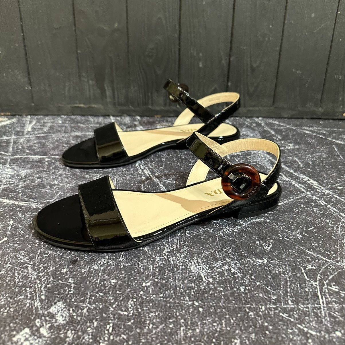 Prada PRADA Black women’s Patent Leather Sandals Size 37 Size US 7 / IT 37 - 6 Thumbnail