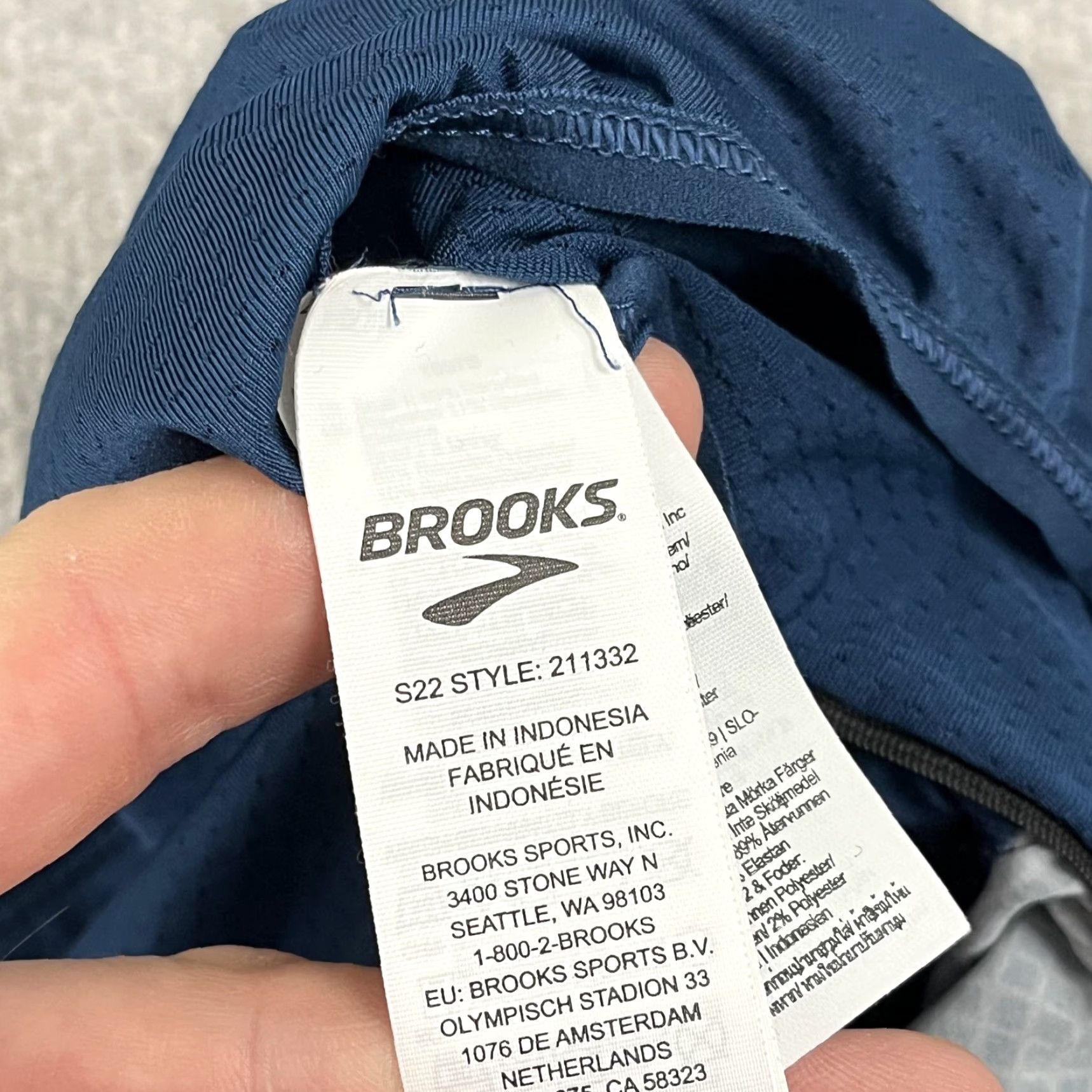 Brooks Brooks Athletic Shorts Mens XL / 4.5" Lined Indigo Rush Blue Gray Running Training Sherpa Geometric Pattern Casual Activewear Size US 36 / EU 52 - 7 Thumbnail