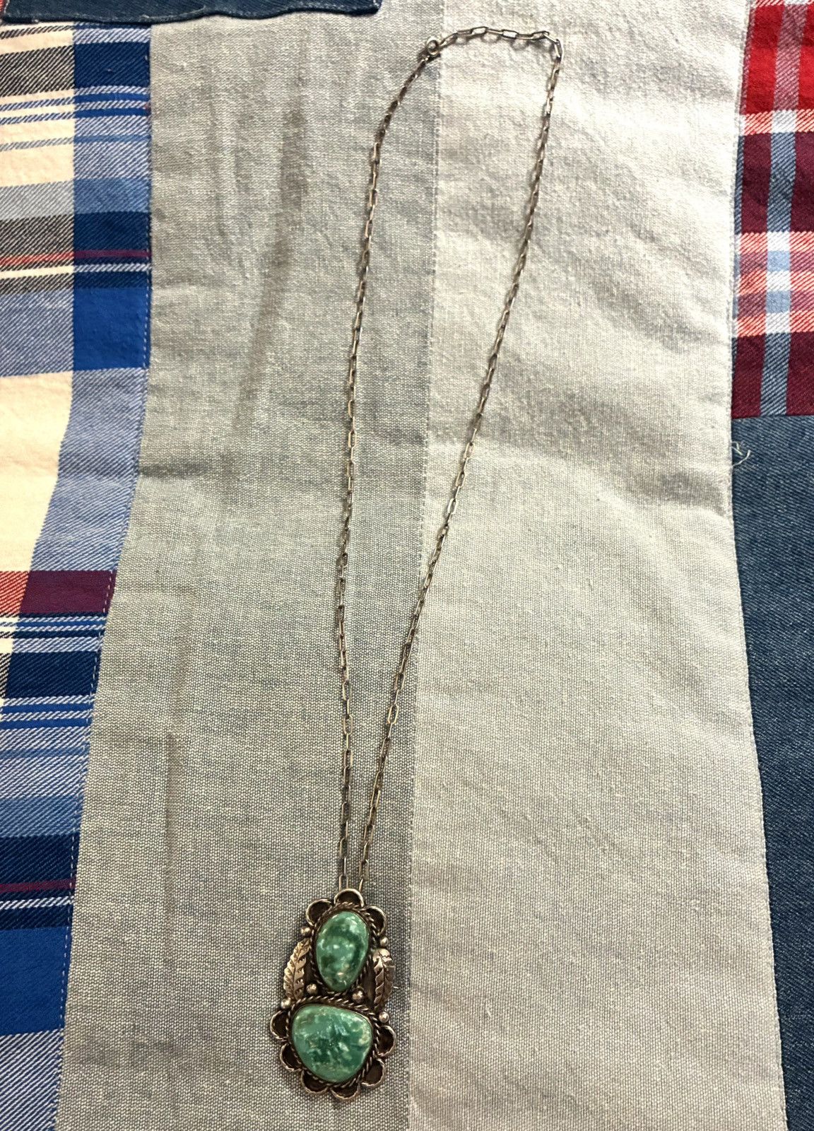 RRL Ralph Lauren STERLING SILVER/TURQUOISE NAVAJO WESTERN NECKLACE (3 in 1) Size ONE SIZE - 4 Thumbnail