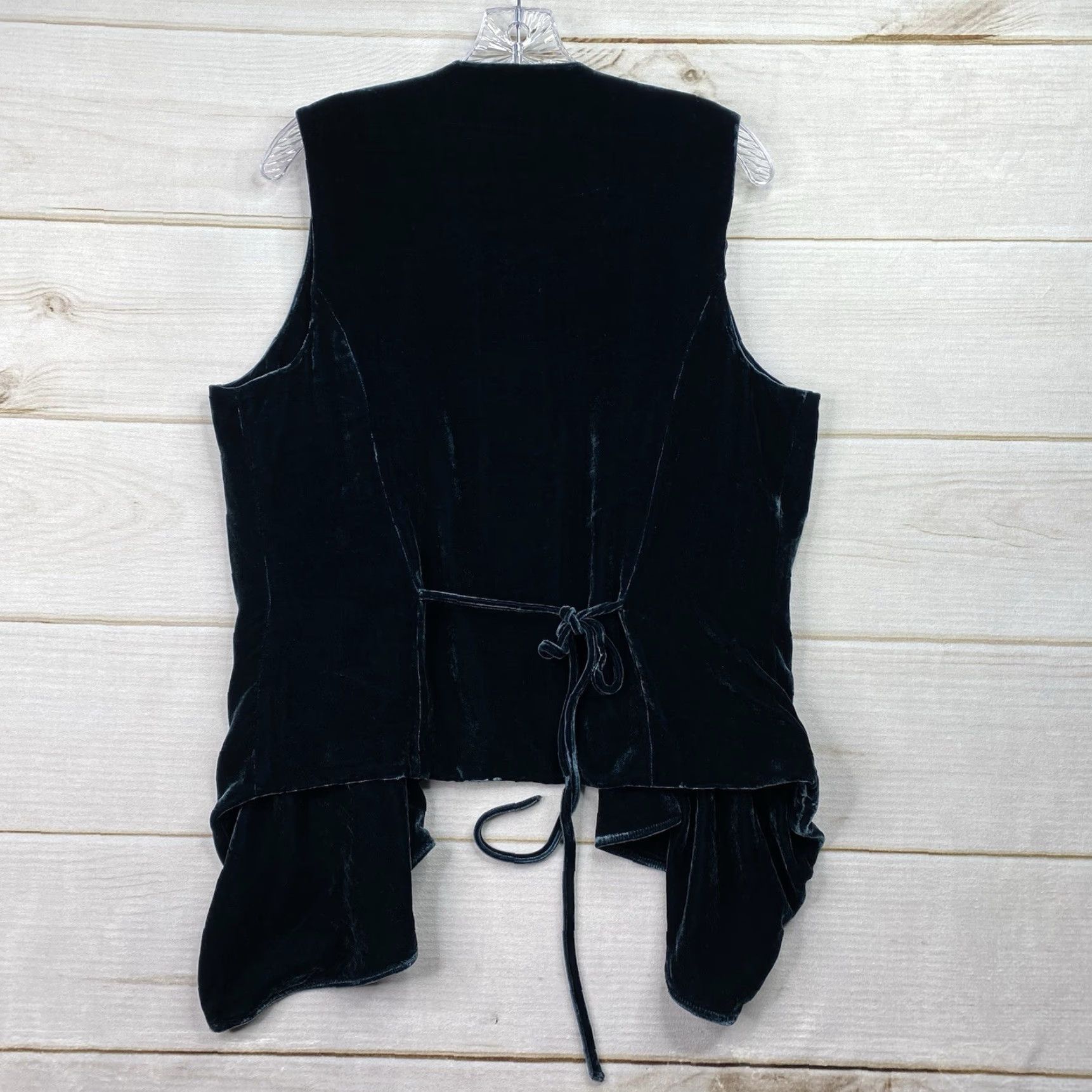Coldwater Creek Coldwater Creek Vest Womens S Green Velvet Draped Silk Blend Whimsygoth Artsy Silk Rayon Lined Open 90s Theme Mens Womens Size S / US 4 / IT 40 - 6 Thumbnail