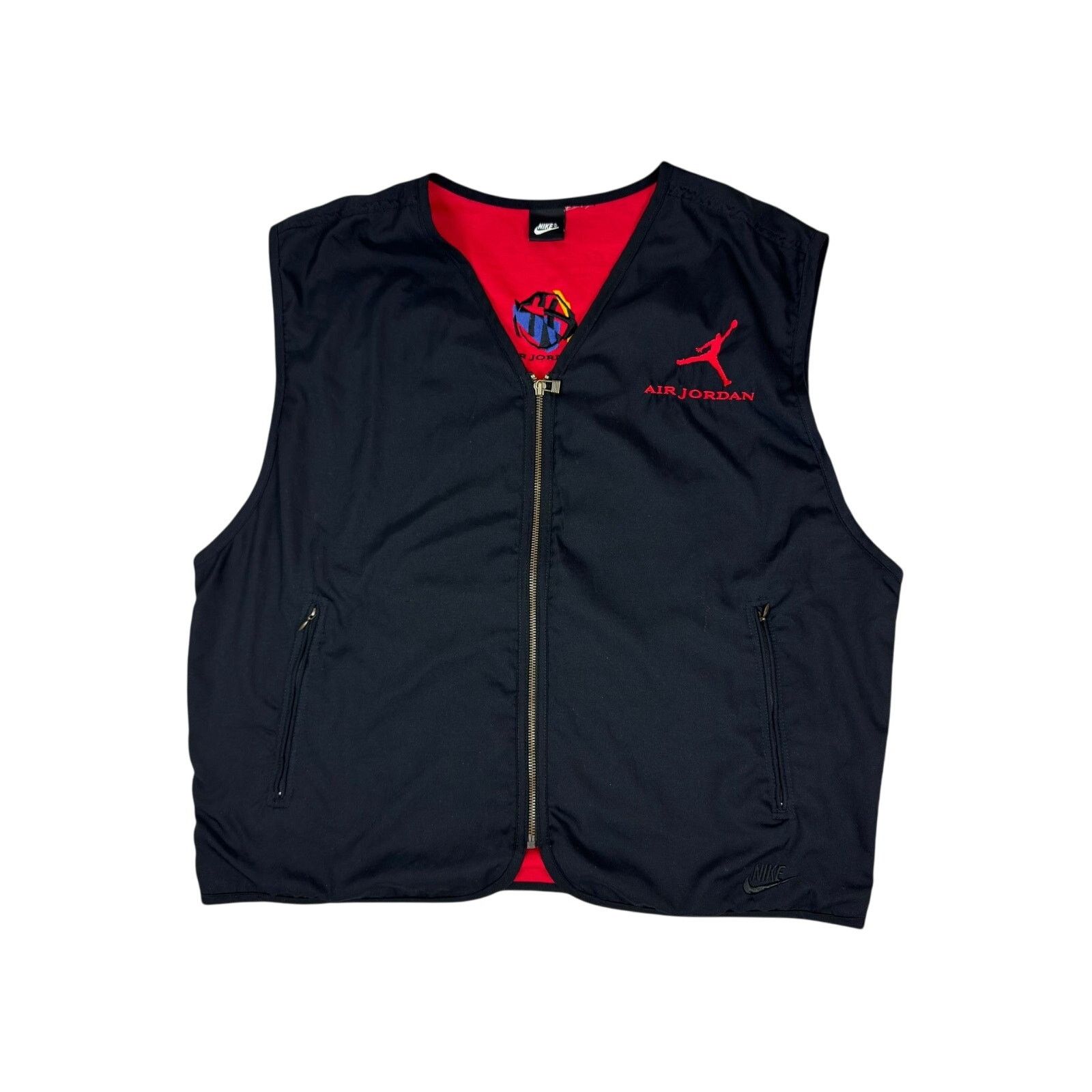 Jordan Brand × Nike × Vintage Nike Air Jordan Black Zip Vest Size US M / EU 48-50 / 2 - 1 Thumbnail