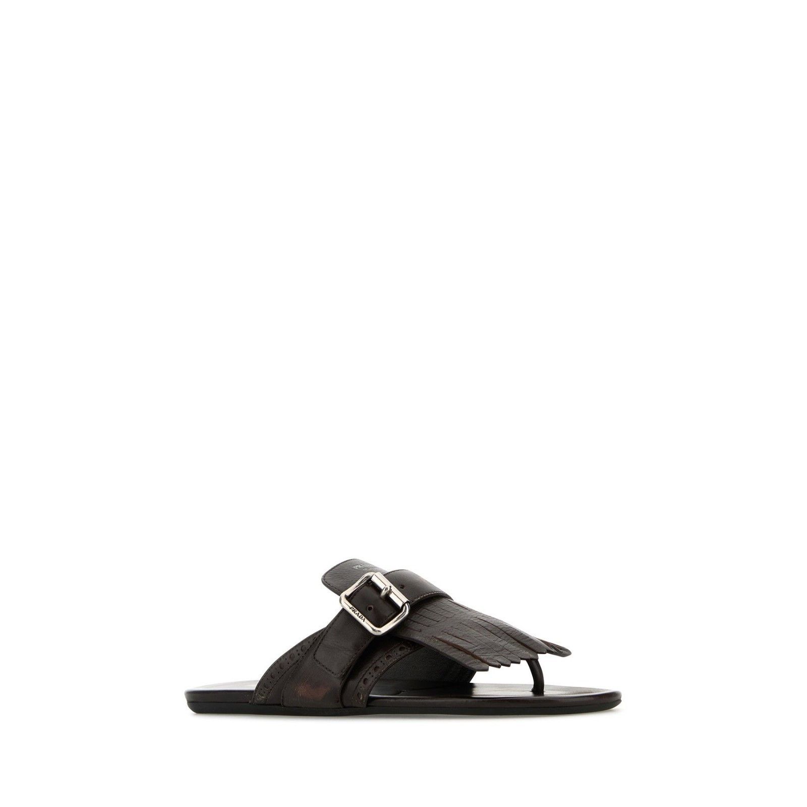 Prada PRADA Shuffle Thong Dark Brown Leather Slippers New And Auth Size US 6 / IT 36 - 2 Thumbnail