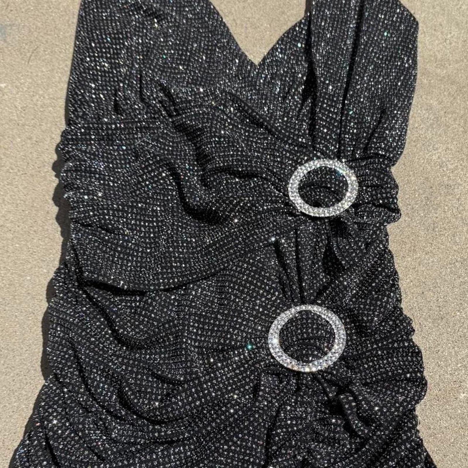 For Love & Lemons 💎 For Love & Lemons margaux Glitter Buckle Mini Dress Size L / US 10 / IT 46 - 2 Thumbnail