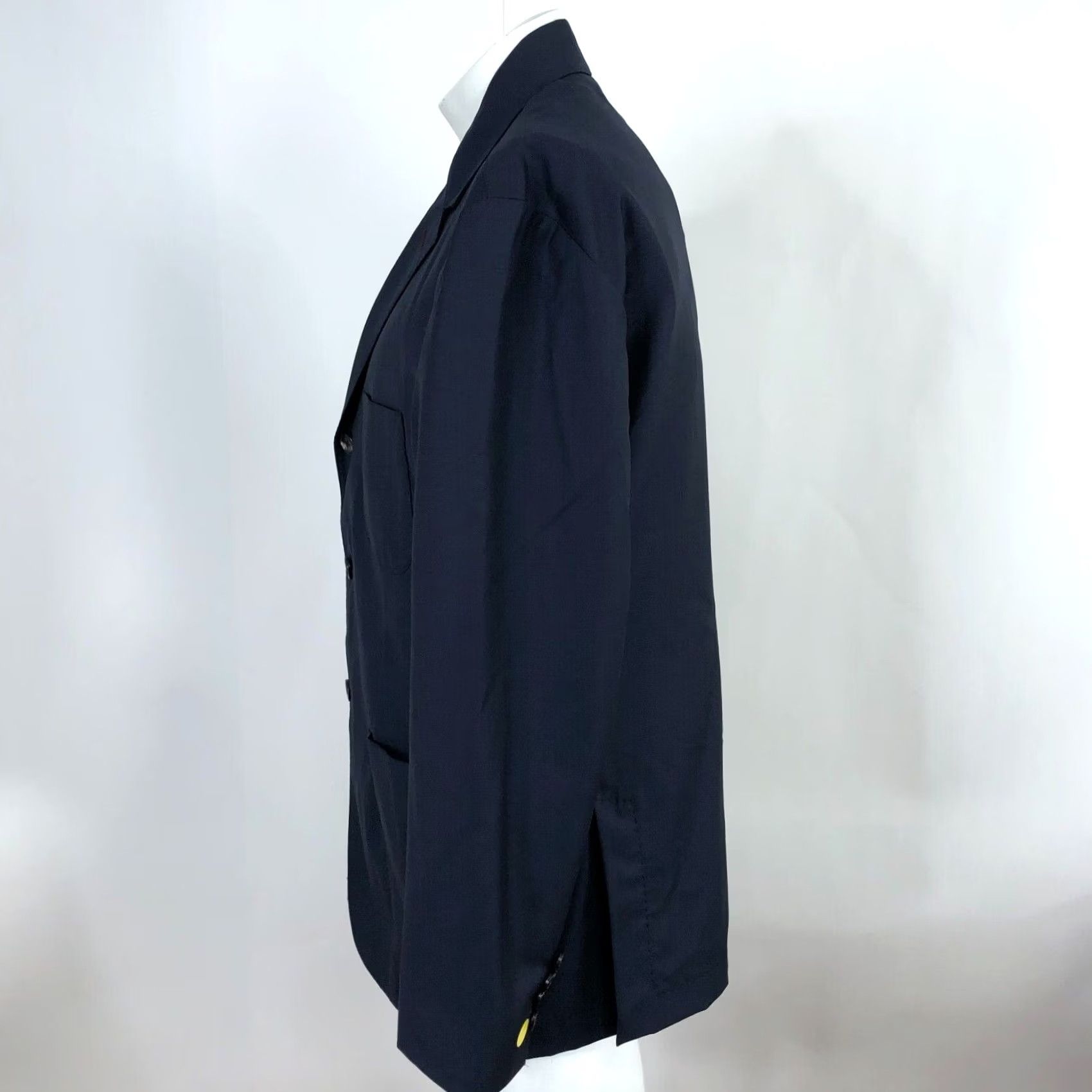 Vintage VKNAGRANI Blazer Jacket Wool Blue 54S EUR Button Three-Button NOTCH Lapel Men Business Formal Wedding Vintage No Size 44R - 3 Thumbnail