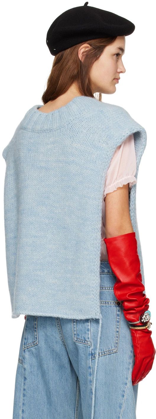 Maison Margiela o1y0625 V-neck Sleeveless Sweater in Sky Blue Size L / US 10 / IT 46 - 3 Thumbnail