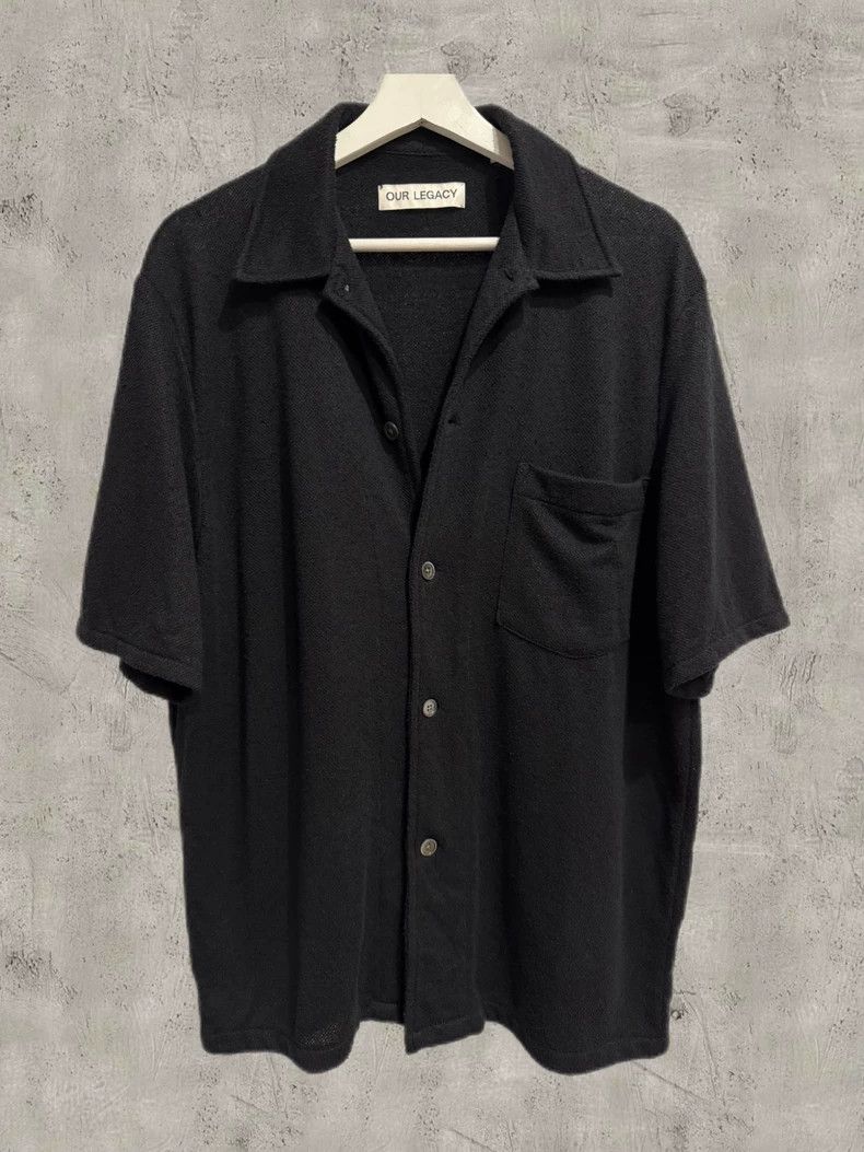 Our Legacy Our Legacy size46 Black towel fabric short-sleeved shirt Size US S / EU 44-46 / 1 - 2 Thumbnail