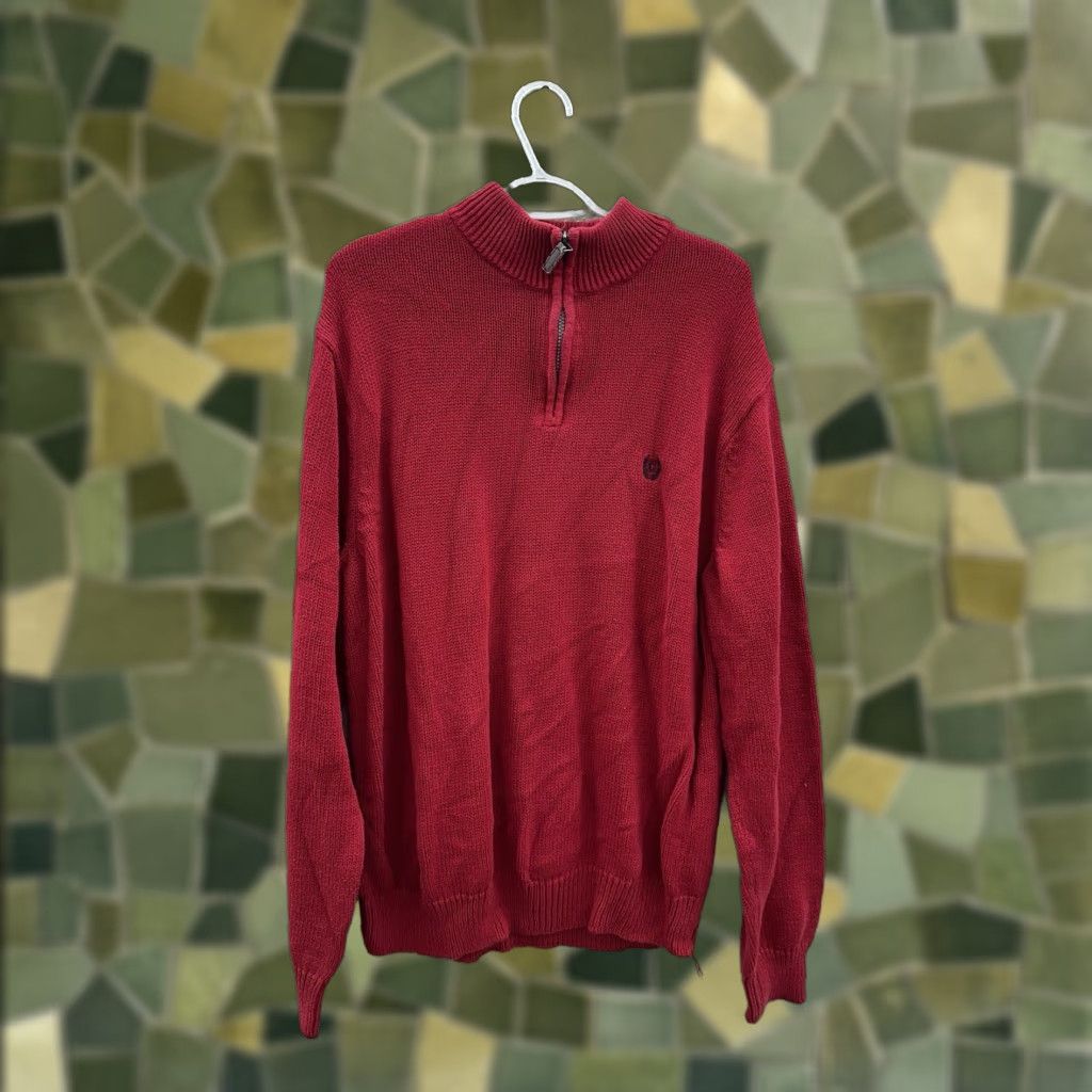 Chaps Chaps Mens Sweater Red Knit Quarter Zip Long Sleeve XL Size US XL / EU 56 / 4 - 1 Thumbnail