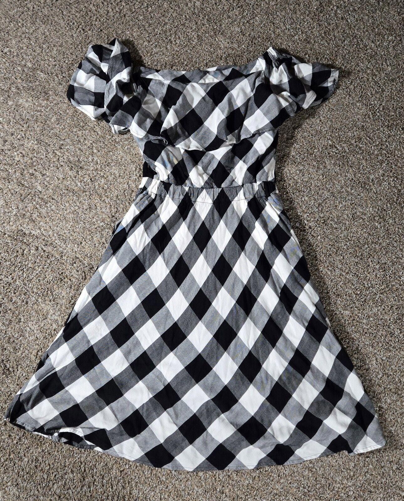 Designer Black And White Gingham Off The Shoulder Dress By Beauport S Size S / US 4 / IT 40 - 10 Thumbnail