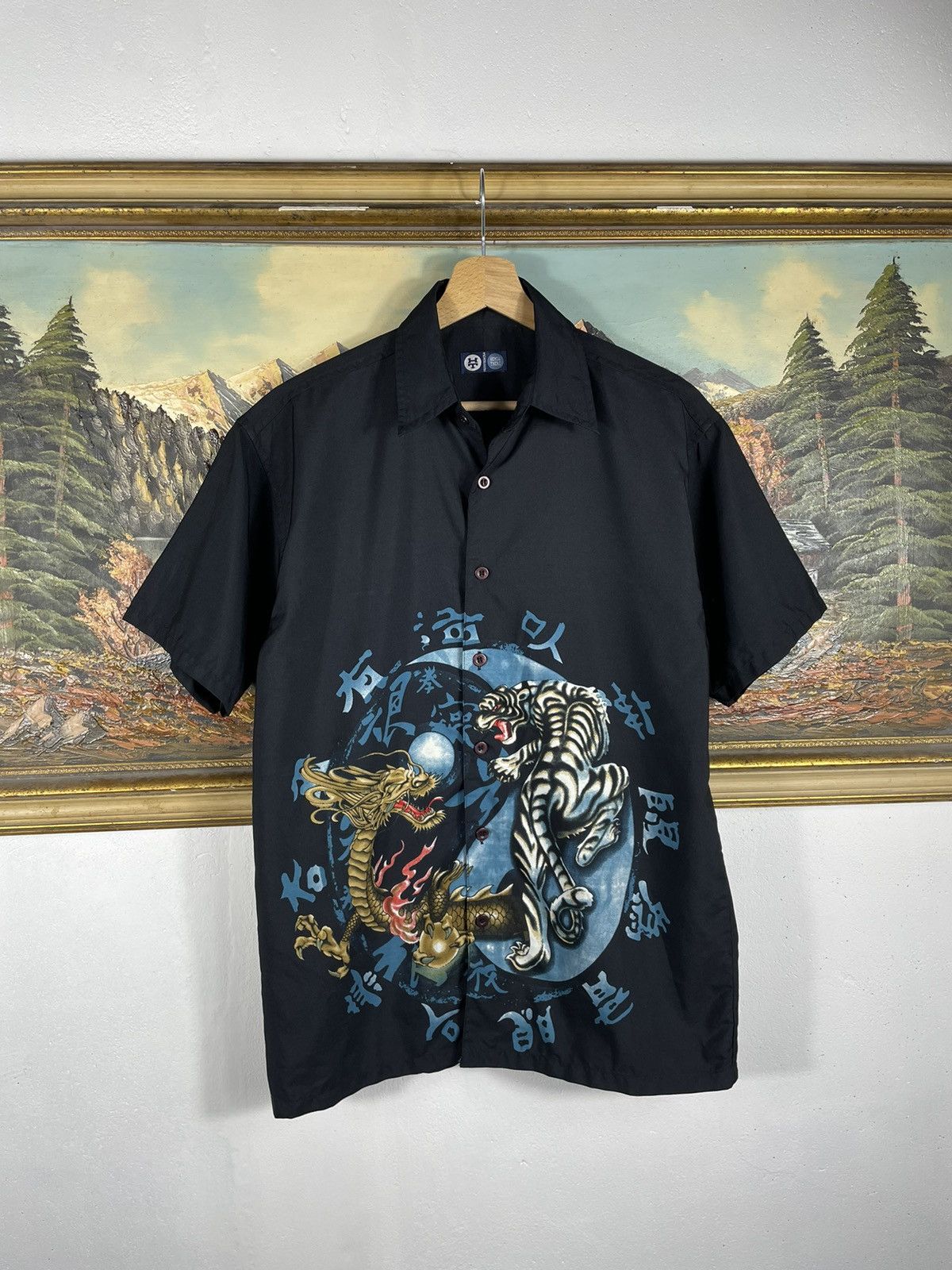 Japanese Brand × Vintage Vintage Japanese Dragon Y2K Style Button UP Shirt Rap HipHop Size US S / EU 44-46 / 1 - 1 Thumbnail