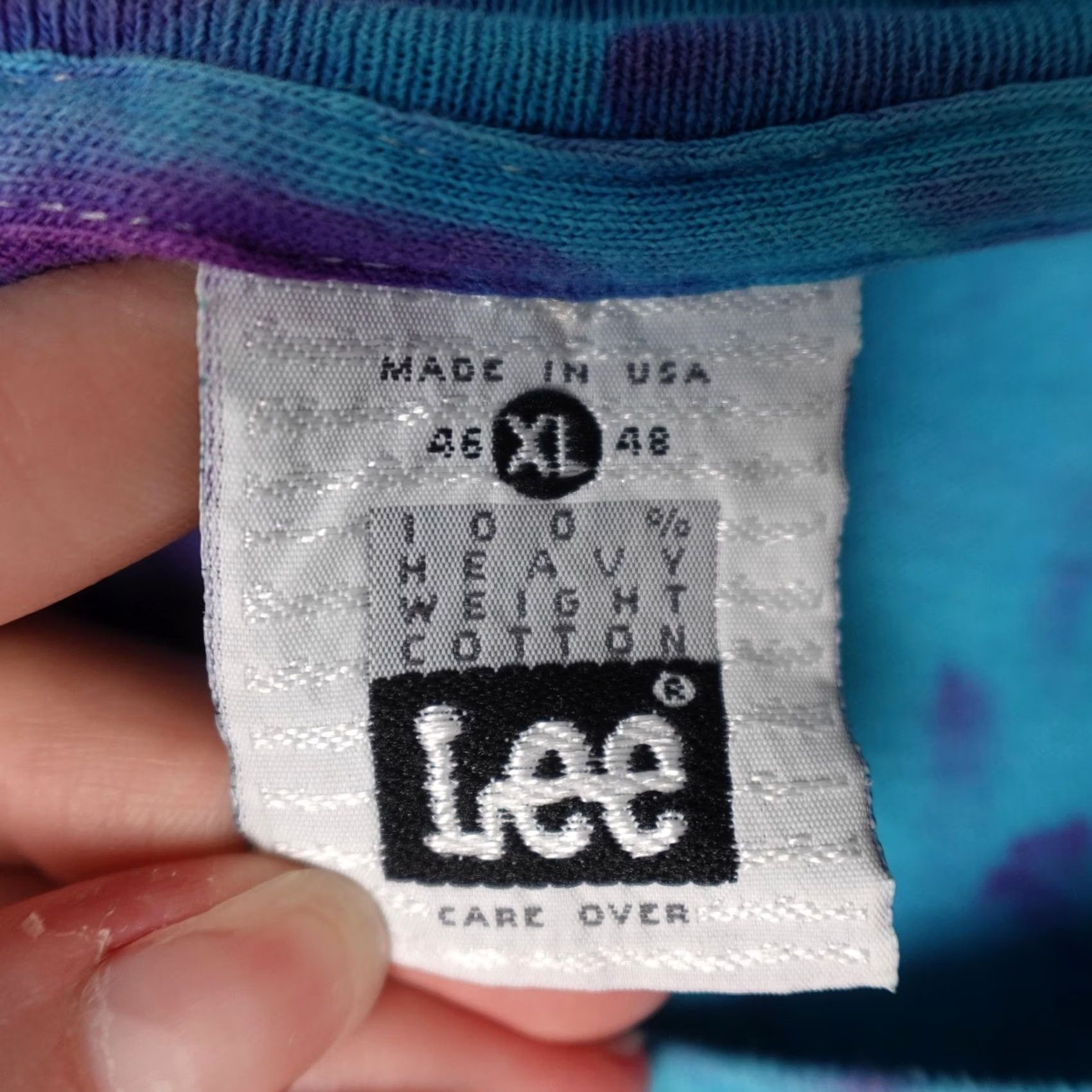Lee VINTAGE Save Our World Panda Shirt Mens XL Blue Purple Tie Dye Made in USA 90s Size US XL / EU 56 / 4 - 3 Thumbnail