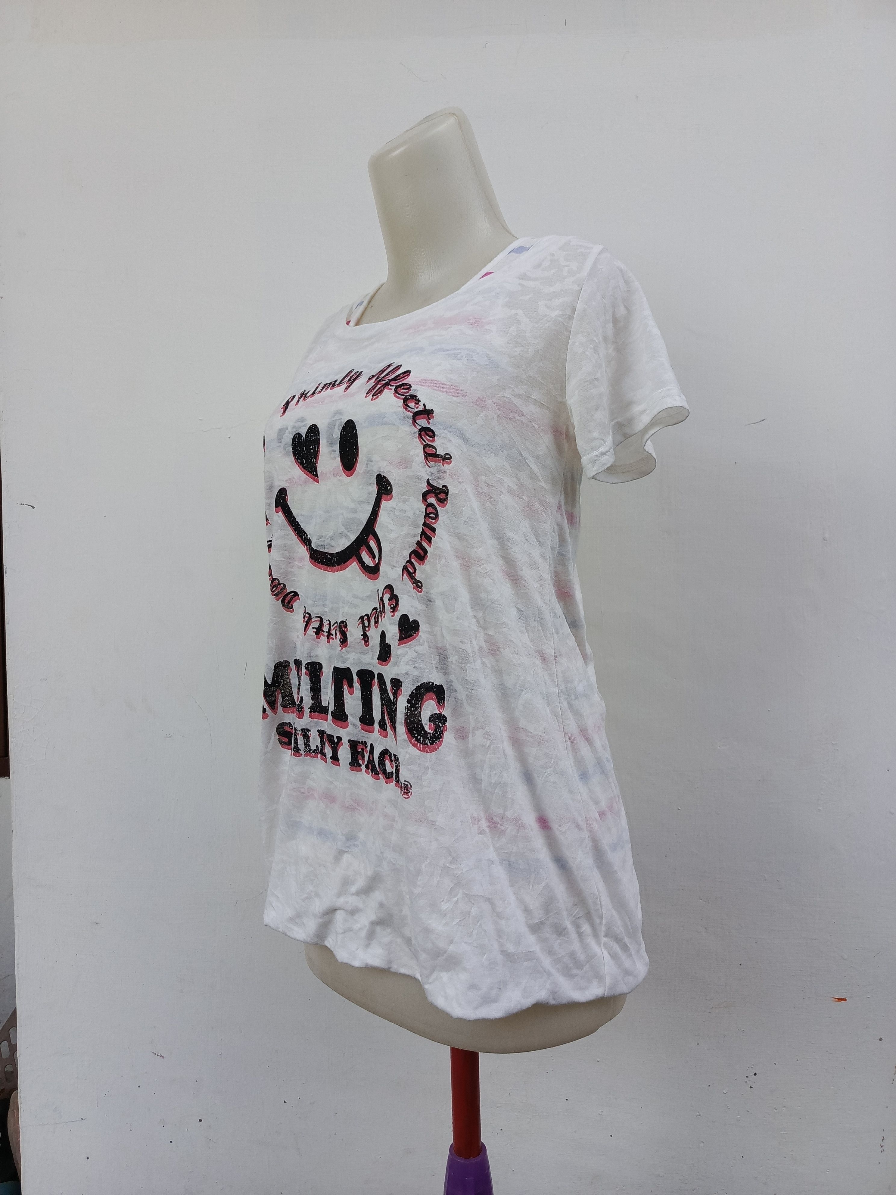 Japanese Brand COLZA Smiley Face Graphic T-Shirt White Y2K Tee Size S / US 4 / IT 40 - 5 Thumbnail