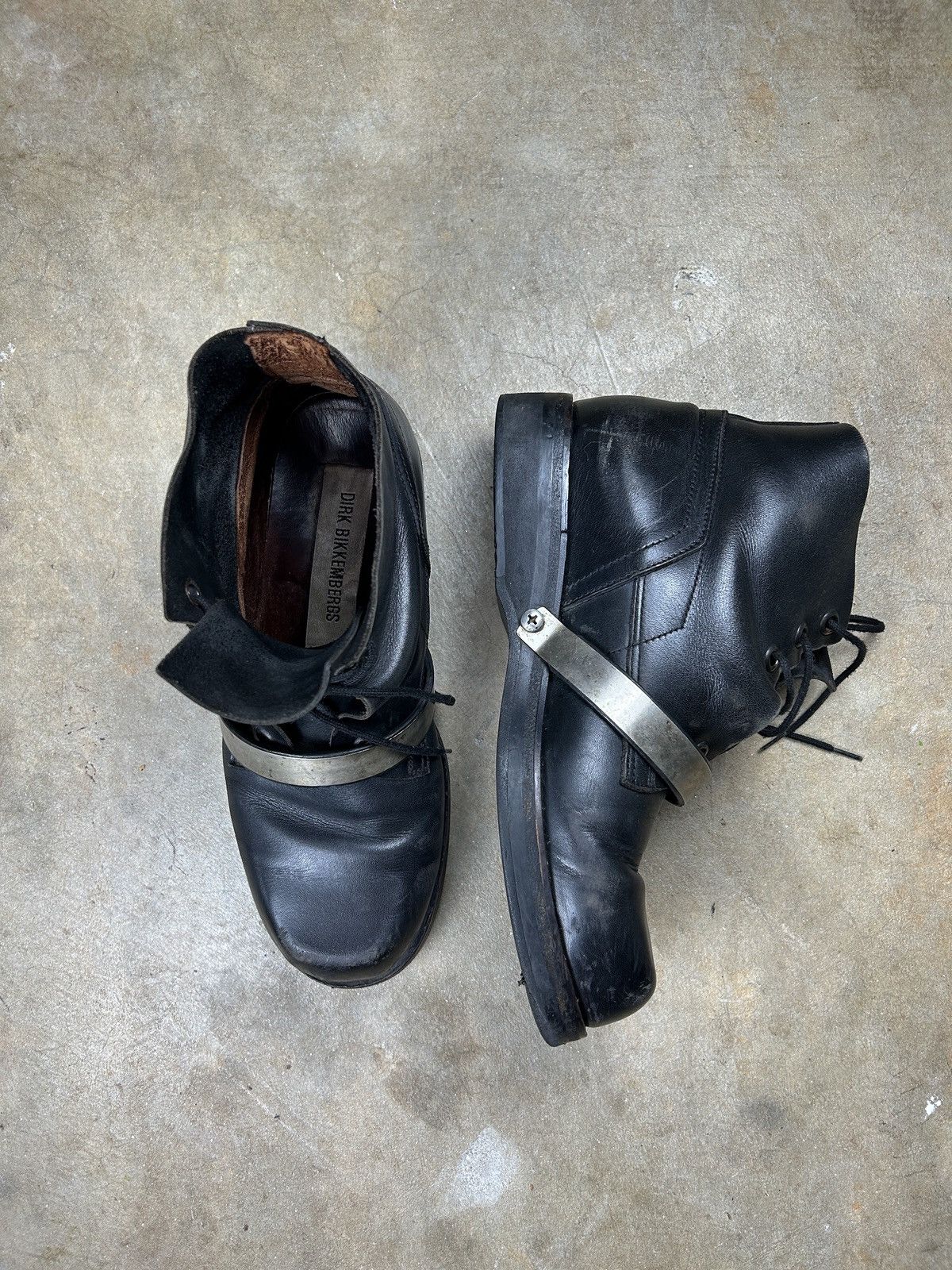 Dirk Bikkembergs SS96 metal strap leather boots