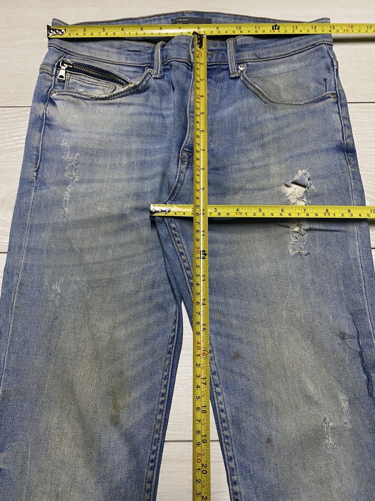 Rhude × Zara Vintage Zara Denim Distressed Studed Skinny Jeans Size US 30 / EU 46 - 13 Thumbnail