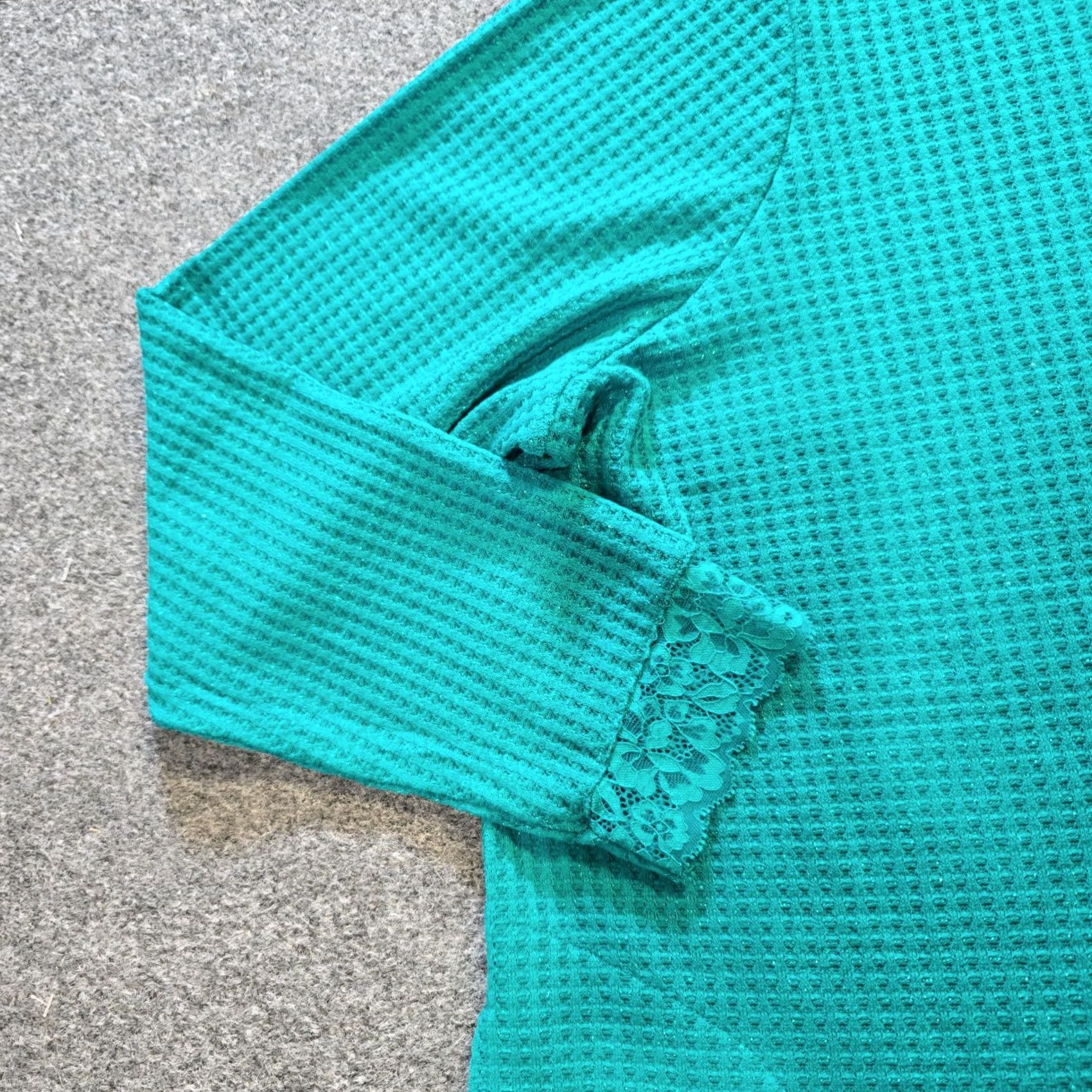 Vintage LOGO by Lori Goldstein Top Women 2X Green Thermal Glitter Pockets Tunic Shirt Size XXL / US 16-18 / IT 52-54 - 3 Thumbnail