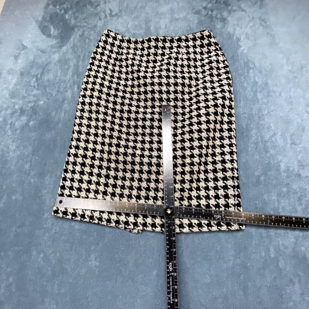 Vintage FOCUS 2000 Pencil Skirt Womens 8 White Black Houndstooth Lined Pleated Back Slit Shirt Skirt? Size 30" / US 8 / IT 44 - 6 Thumbnail