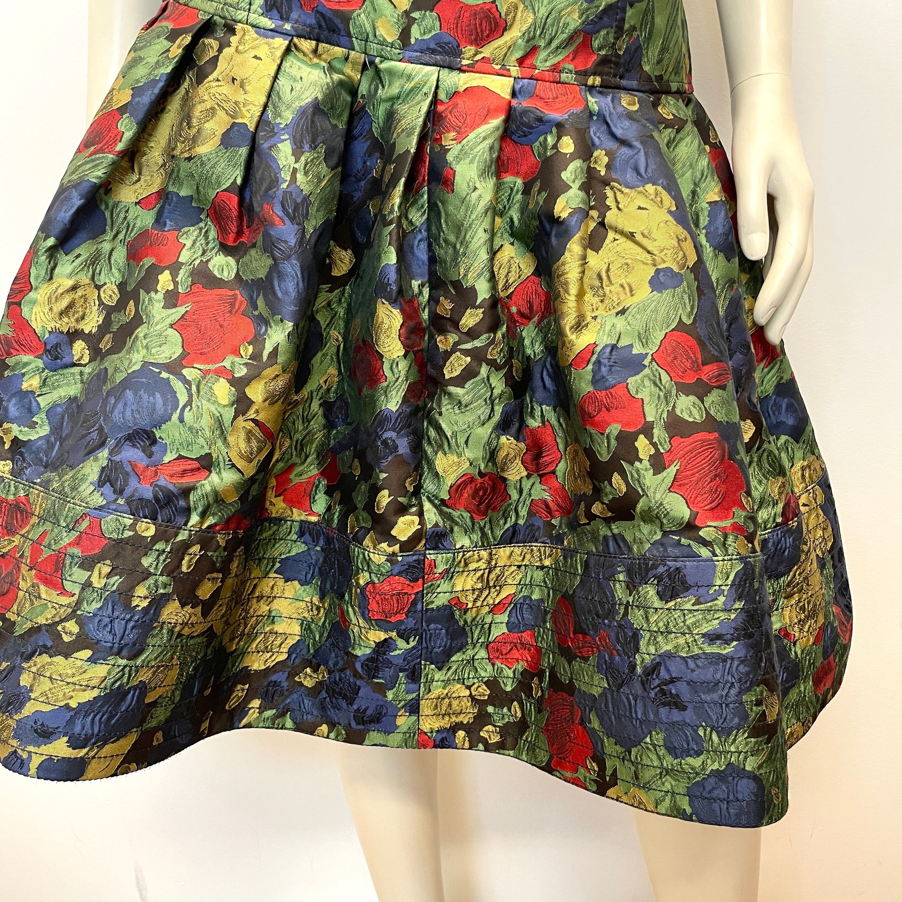 Oscar De La Renta Oscar De La Renta Fall '08 Vintage Designer Floral Silk Jacquard Skirt Made In USA Size 29" Size 24" / US 00 / IT 34 - 5 Thumbnail