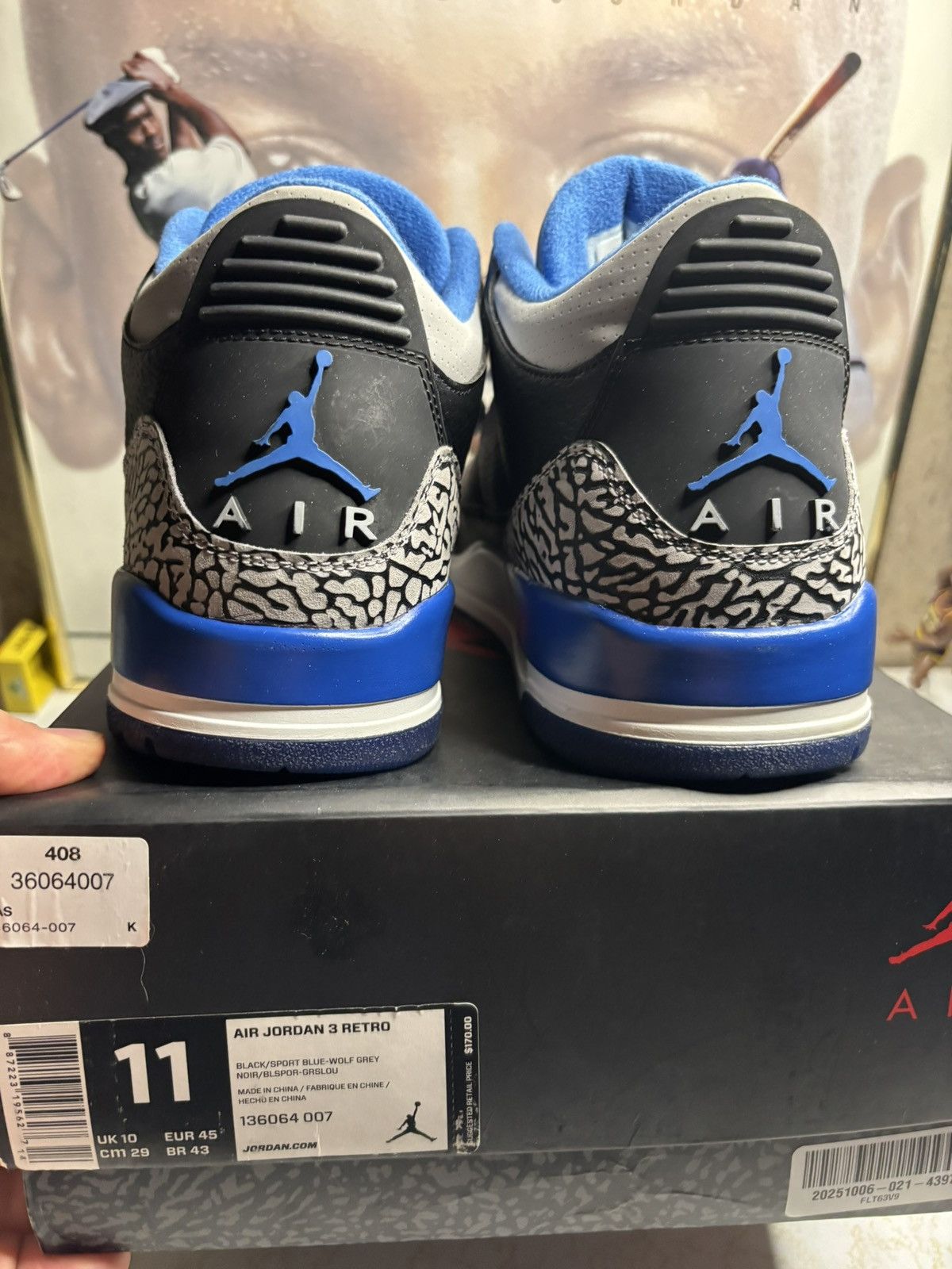 Jordan Brand Jordan Retro 3 ‘sport blue’ Size US 11 / EU 44 - 7 Thumbnail