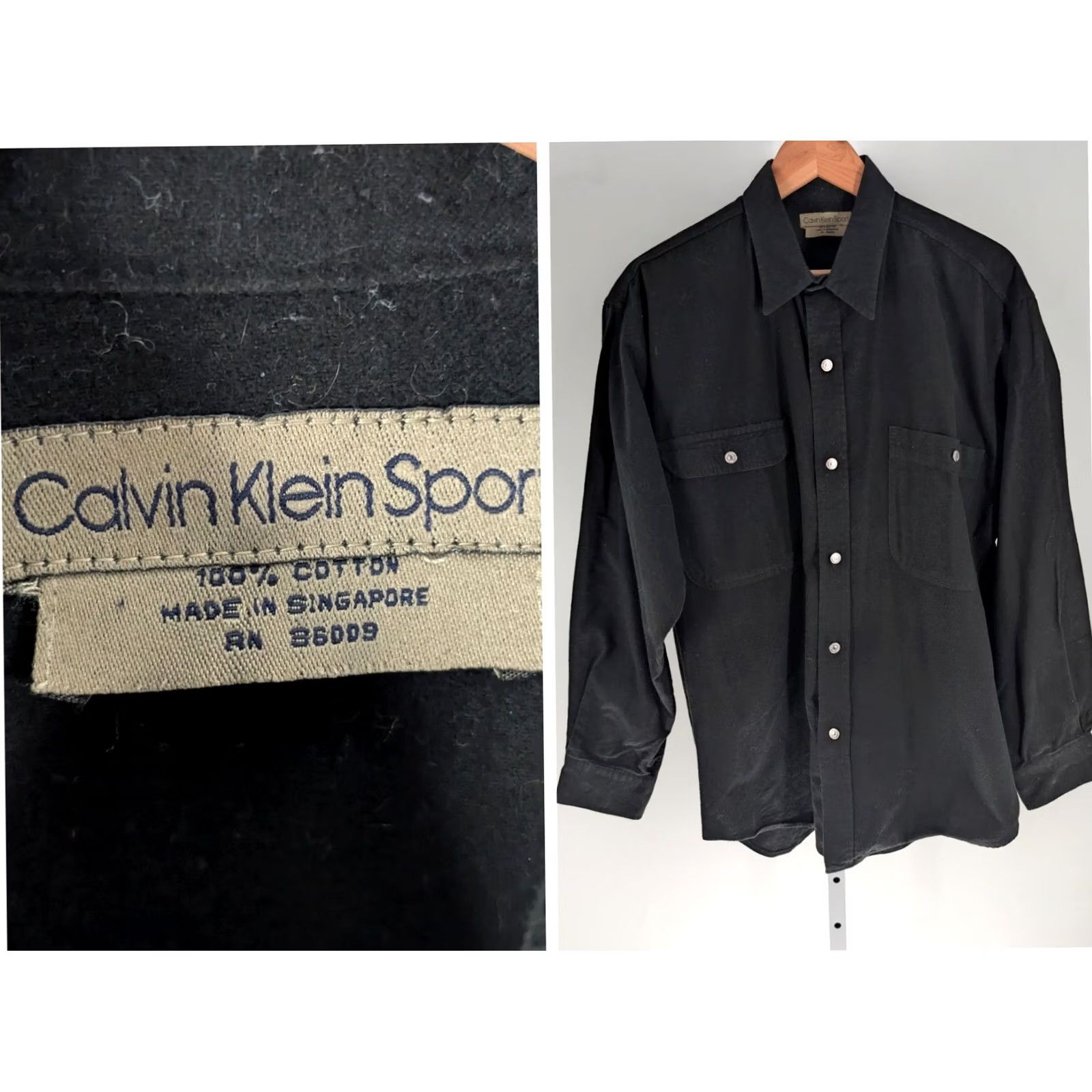 Calvin Klein VINTAGE Calvin Klein Sport Shirt Mens L Black Flannel Engineer Pocket 1990s 100% Cotton Overshirt Size US L / EU 52-54 / 3 - 2 Thumbnail