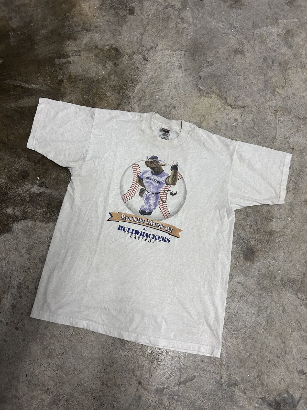 Vintage VINTAGE MASCOT ROCKIES MONDAYS VINTAGE FRUIT OF THE LOOM TAG Size US S / EU 44-46 / 1 - 2 Thumbnail