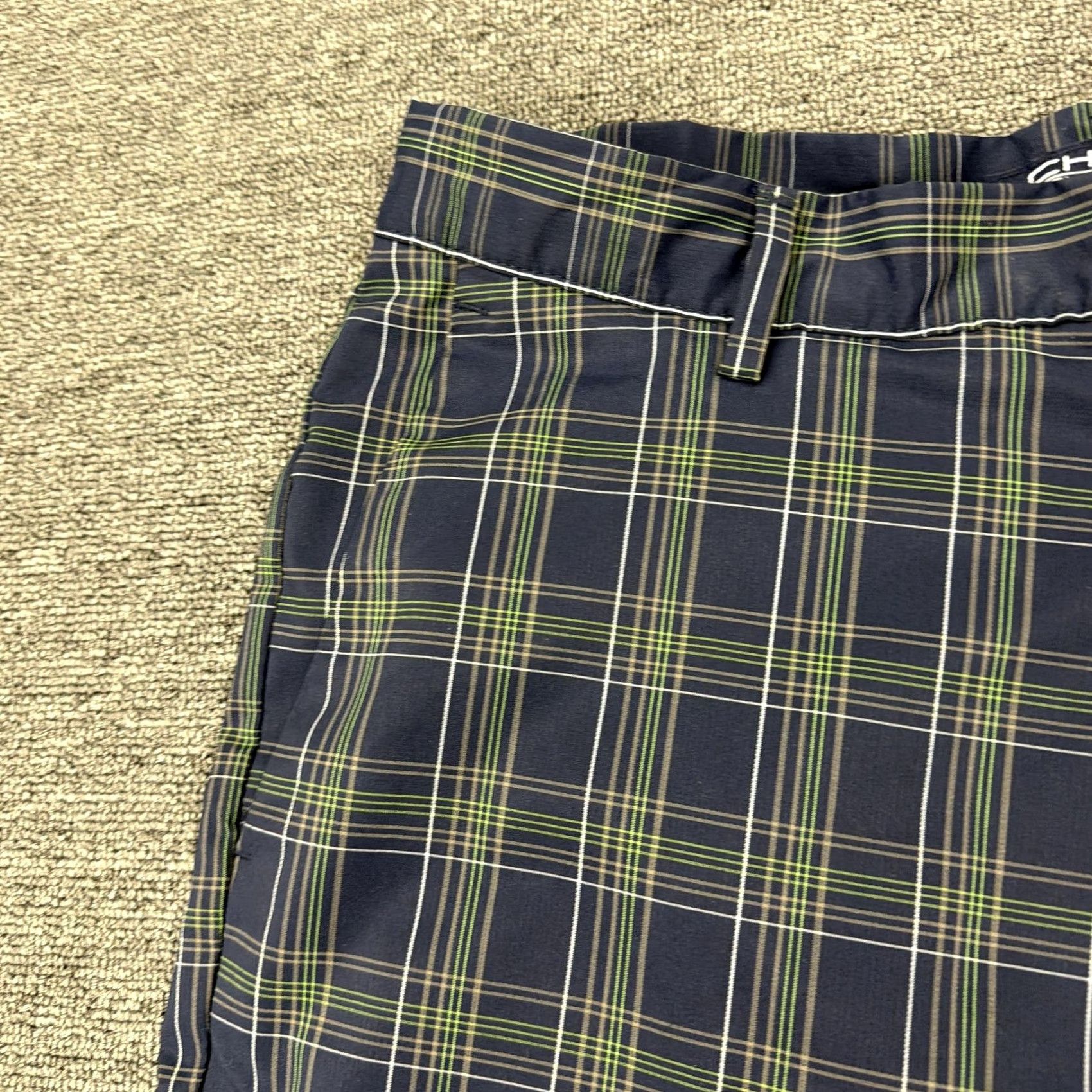 Chaps Chaps Golf Shorts Mens 33 Blue Green Plaid Microfiber Chino Stretch Casual Size US 33 - 3 Thumbnail