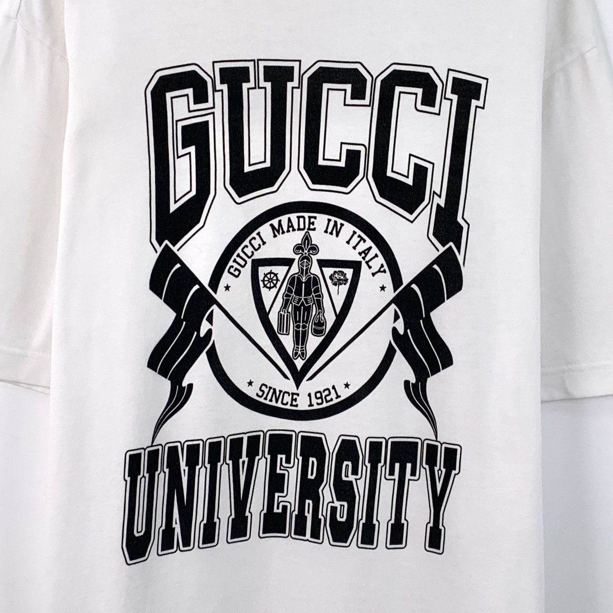 Gucci Gucci White Logo Letter Printed Short Sleeve T-shirt K26WX Size US L / EU 52-54 / 3 - 4 Thumbnail