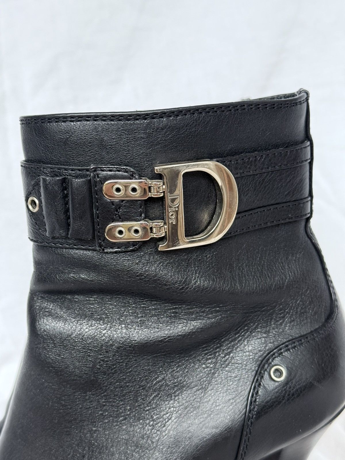 Dior Dior Buckle Black Leather biker Ankle Boots Pointed Toe Size US 7 / IT 37 - 3 Thumbnail