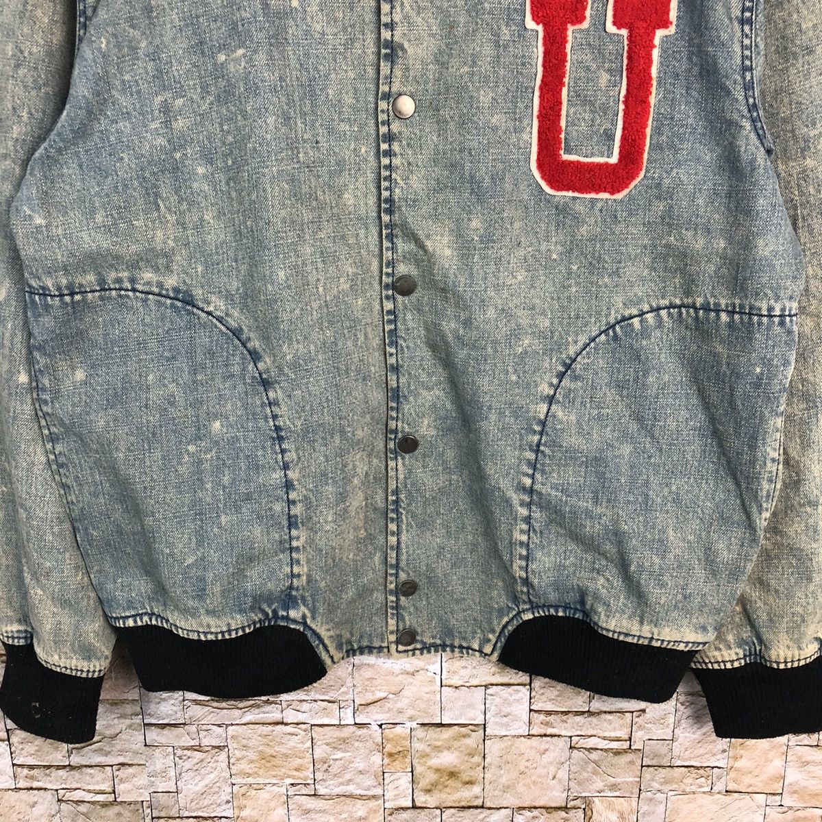 Japanese Brand Lucy Blue denim Bombers Jacket varsity #A272 Size US M / EU 48-50 / 2 - 6 Thumbnail