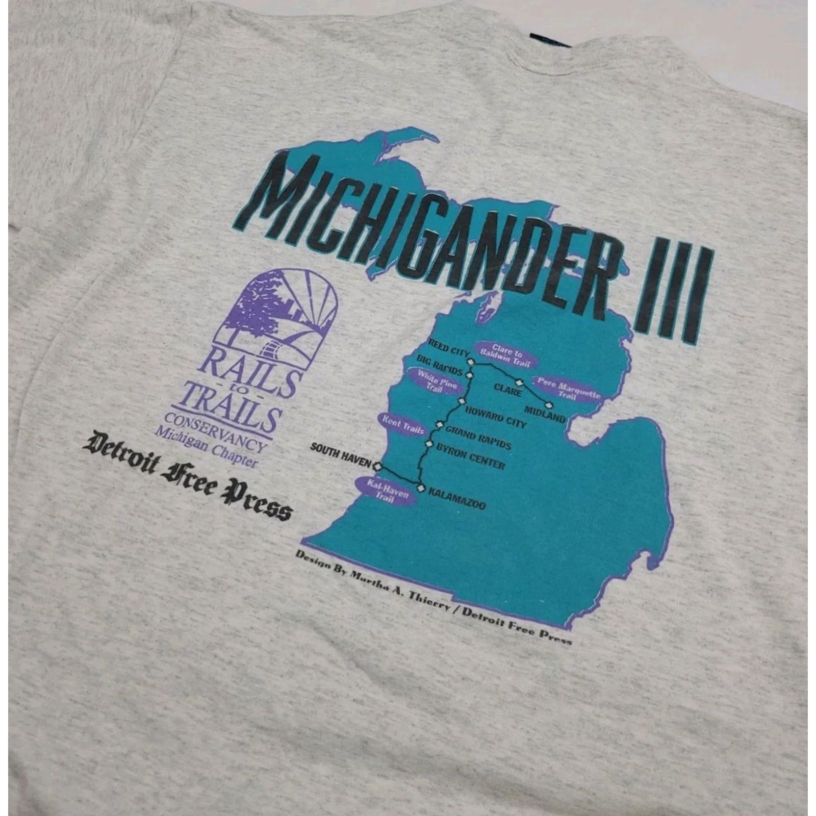 Soffe VINTAGE Soffe Michigander Cycling Event Print T Shirt 90s Gray Mens L Short Sleeve Crew Neck Shirt Size US L / EU 52-54 / 3 - 3 Thumbnail