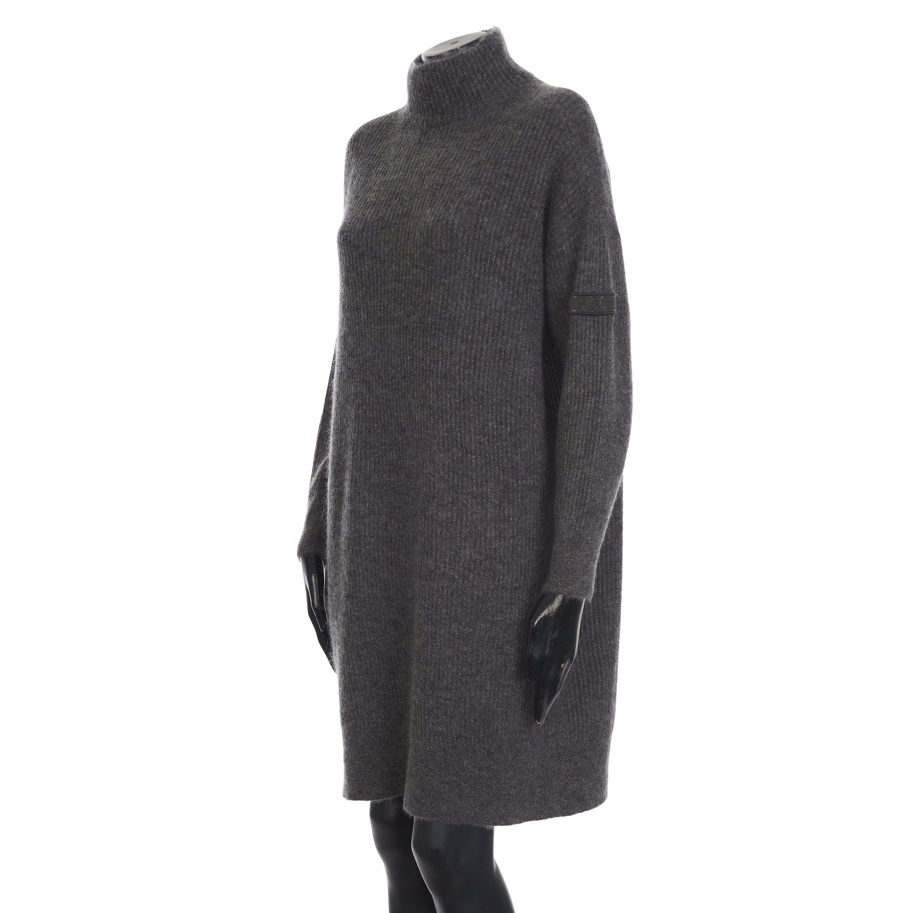 Brunello Cucinelli Sparkling Gray Sweater Dress - Monili, Mohair/Metallic Knit Size M / US 6-8 / IT 42-44 - 3 Thumbnail