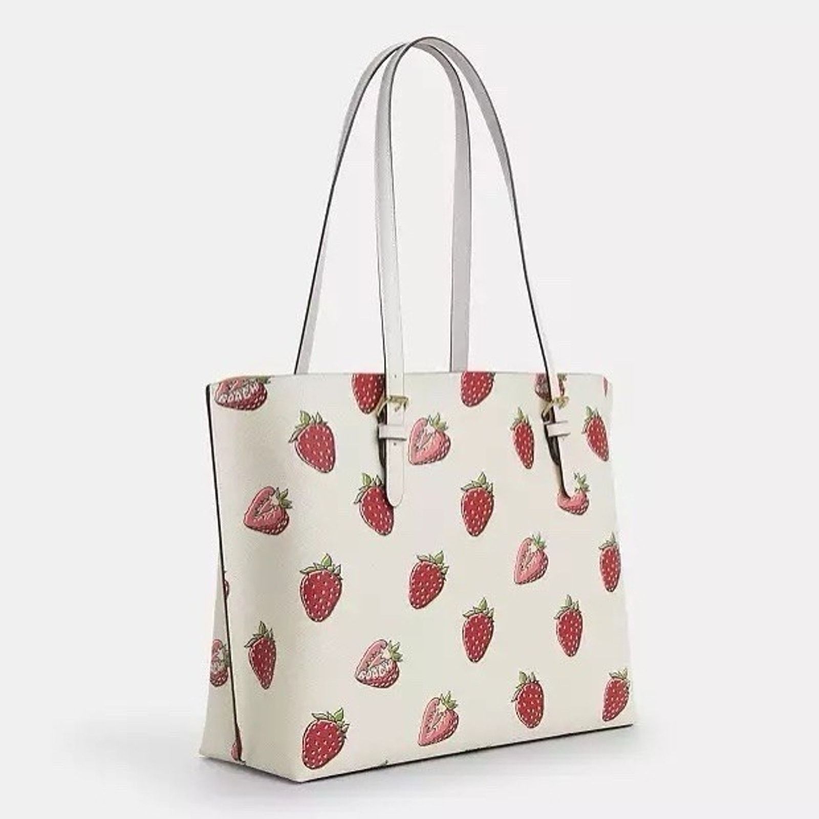 Coach NWT Coach Mollie Tote Bag With Strawberry CAQ65 Gold/Chalk Size ONE SIZE - 9 Thumbnail