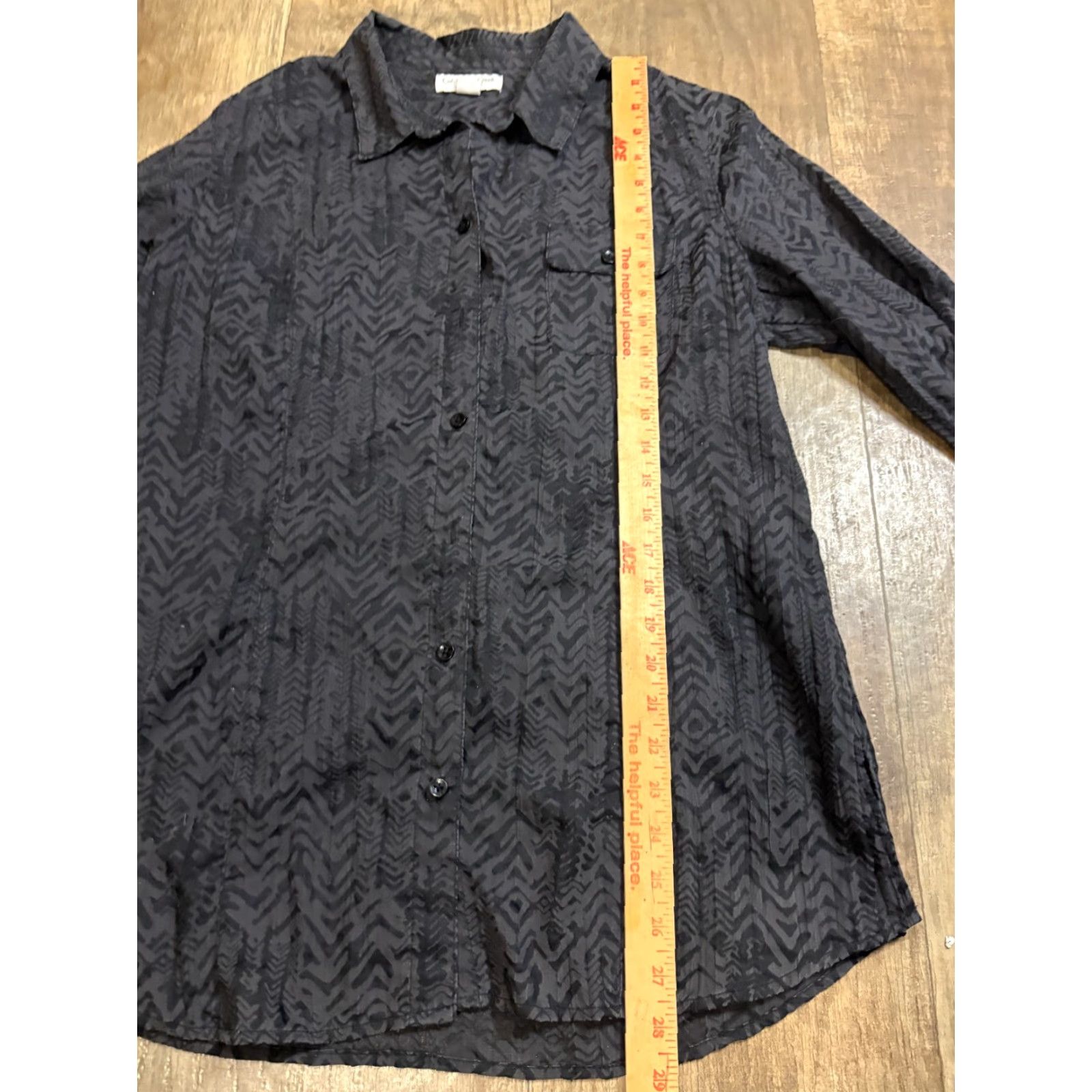 Coldwater Creek Coldwater Creek Womens Button Up Shirt L Black Lightweight Sheer Button-Up Casual Business 14-Size Regular Women Size L / US 10 / IT 46 - 2 Thumbnail